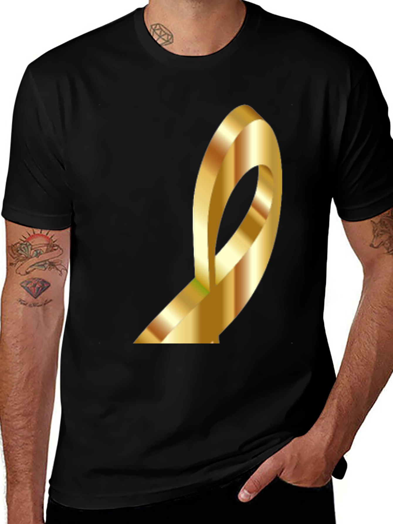 Variant 22 of Golden Loop Graphic Tee - Modern Abstract Design