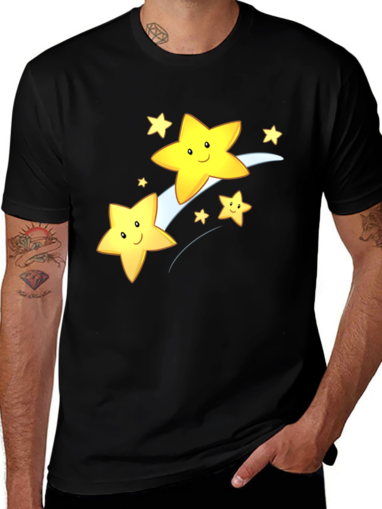 Variant 28 of Shooting Star Graphic Tee - Black Cotton Blend