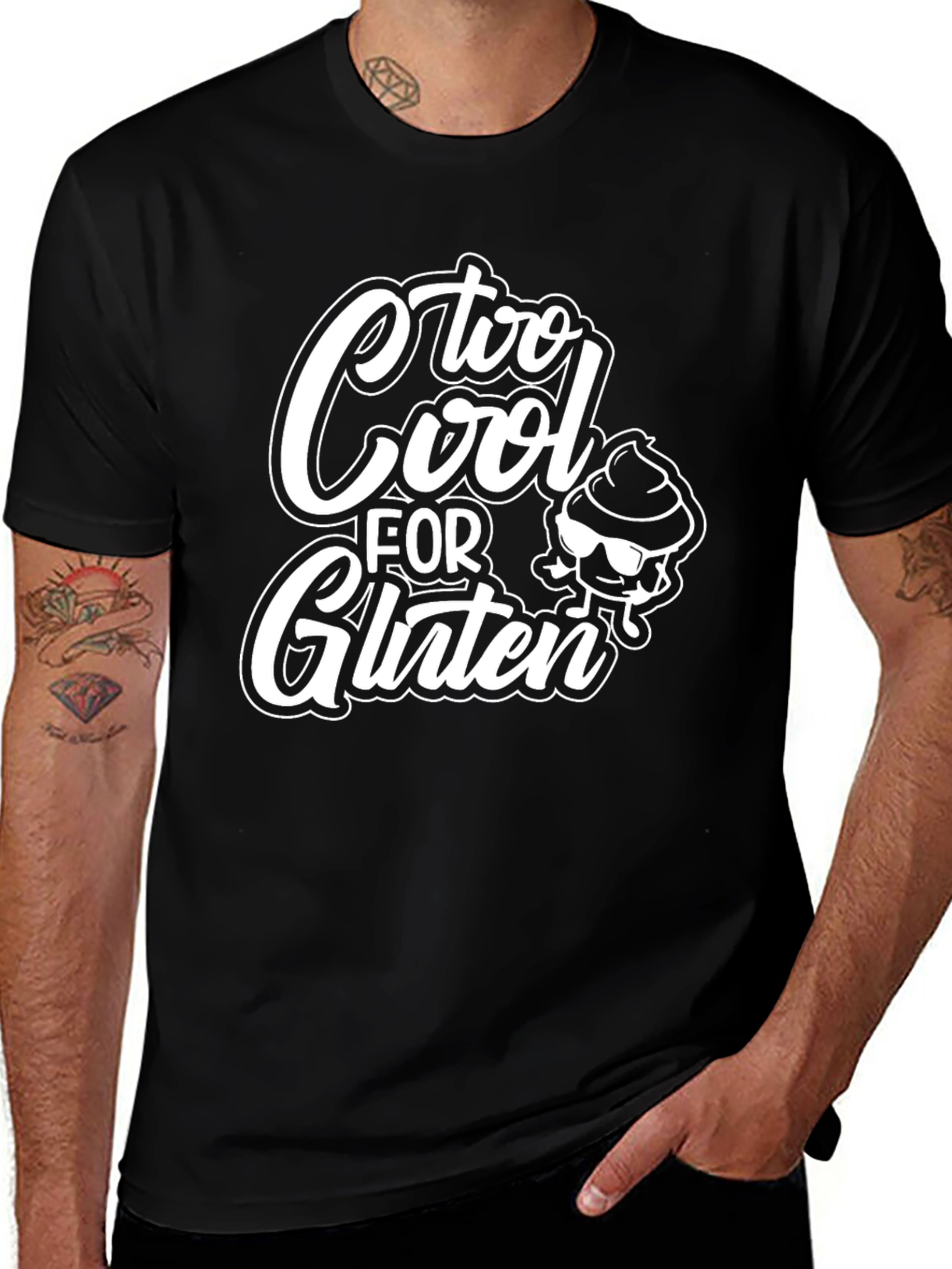 Variant 10 of Too Cool For Gluten T-Shirt - Black