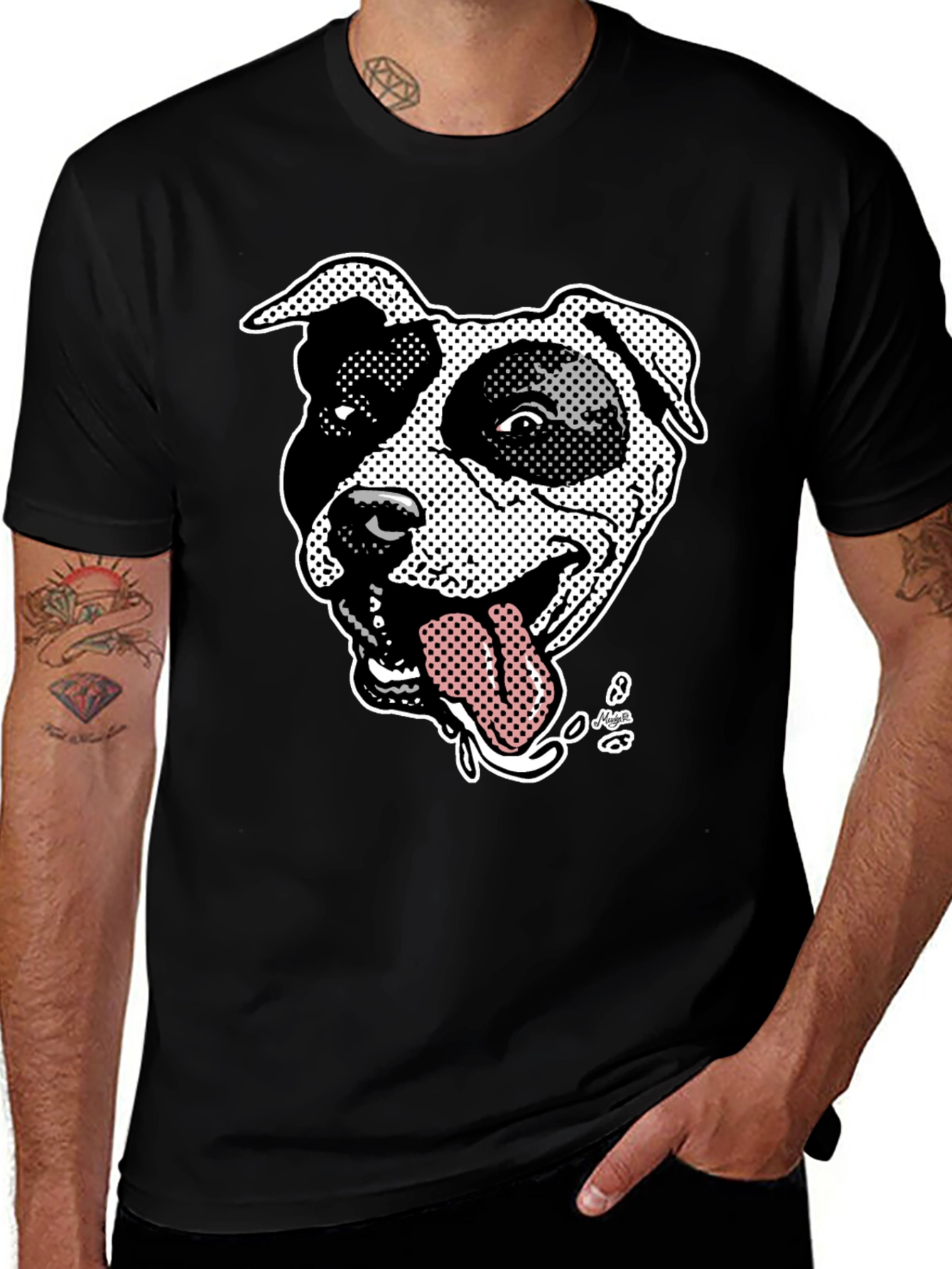 Pitbull Dog Graphic Black T-Shirt
