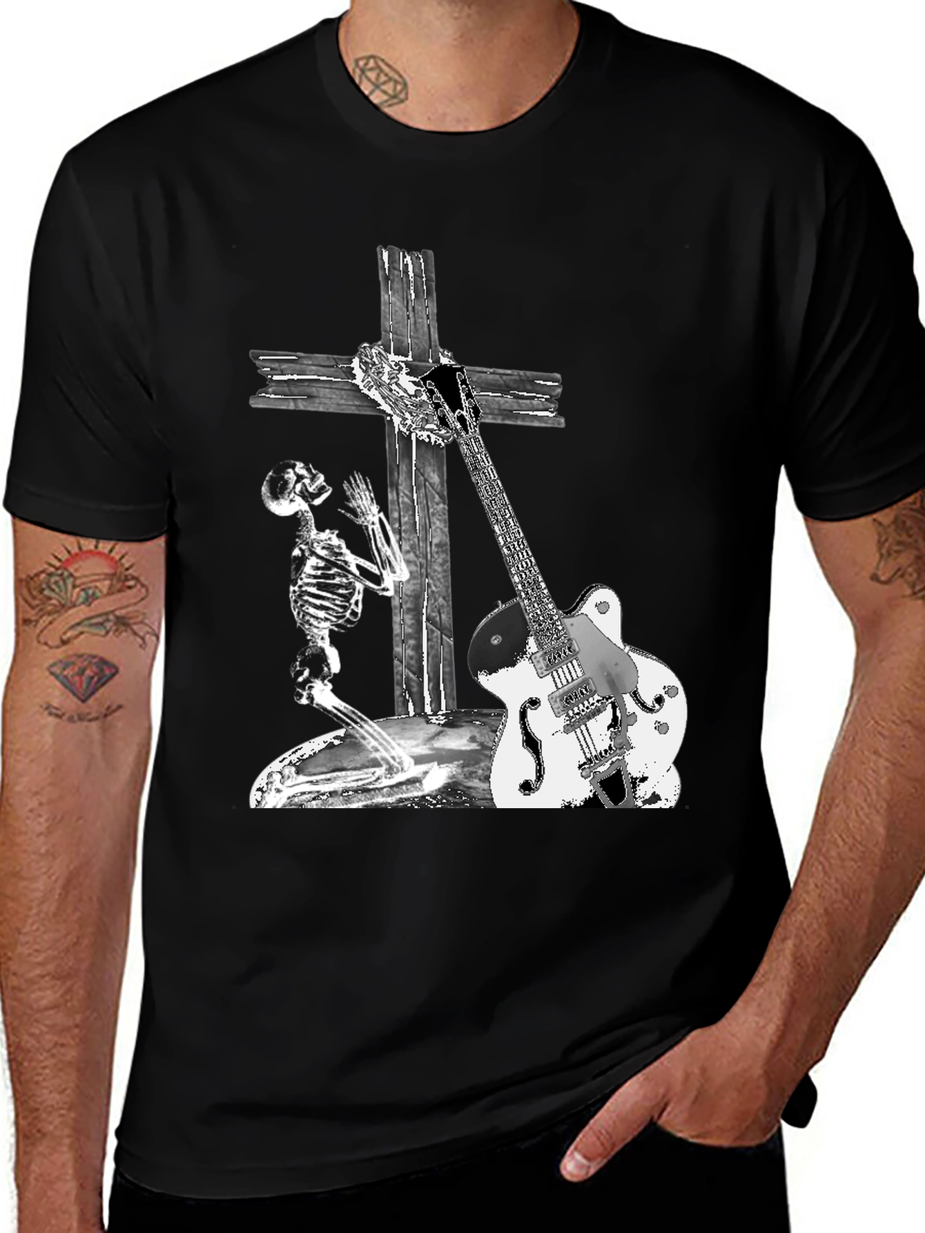 Variant 27 of Skeleton Praying With Guitar T-Shirt
