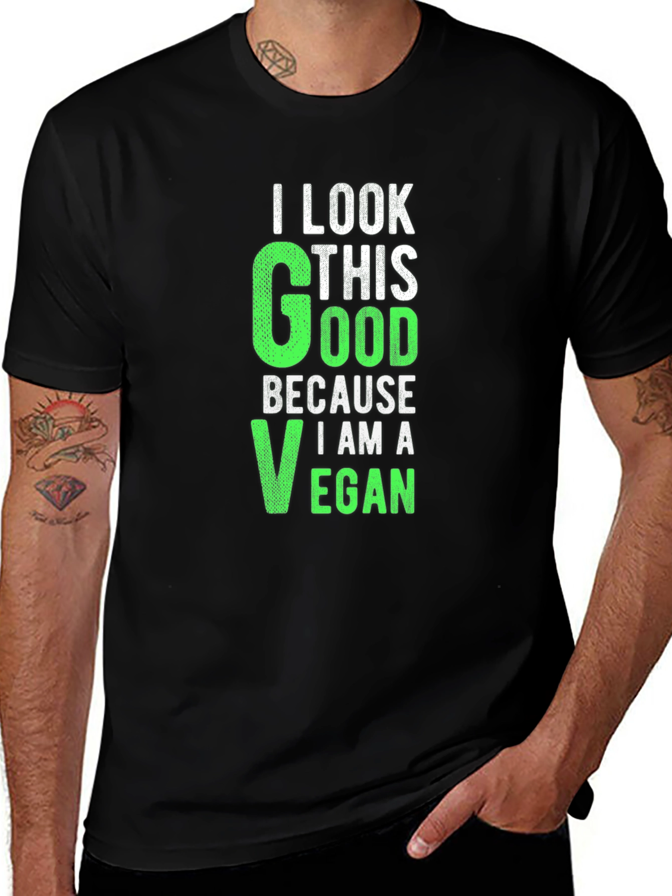 Variant 28 of I Look This Good Because I Am A Vegan Black T-Shirt