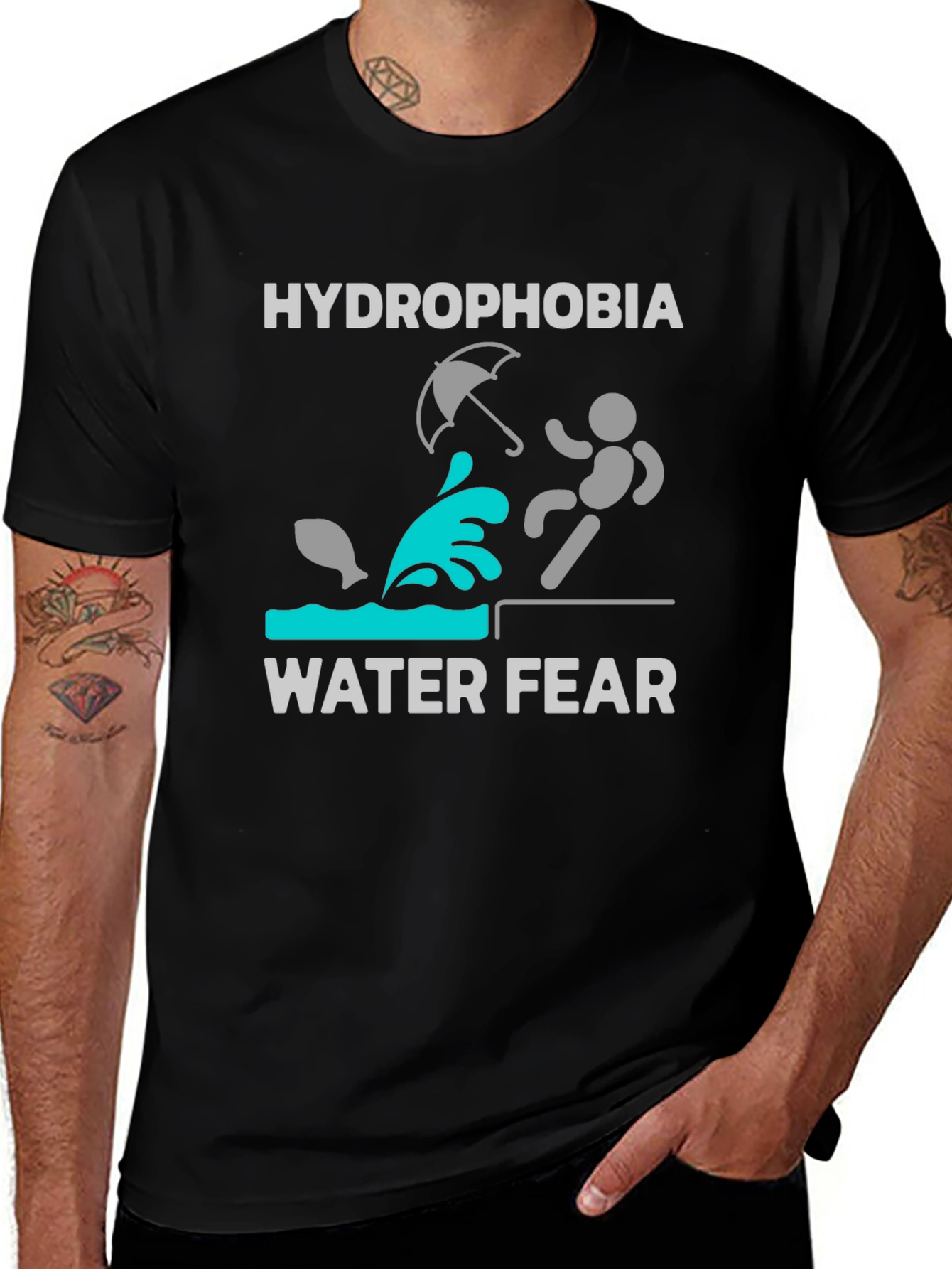 Hydrophobia Water Fear Funny Graphic T-Shirt