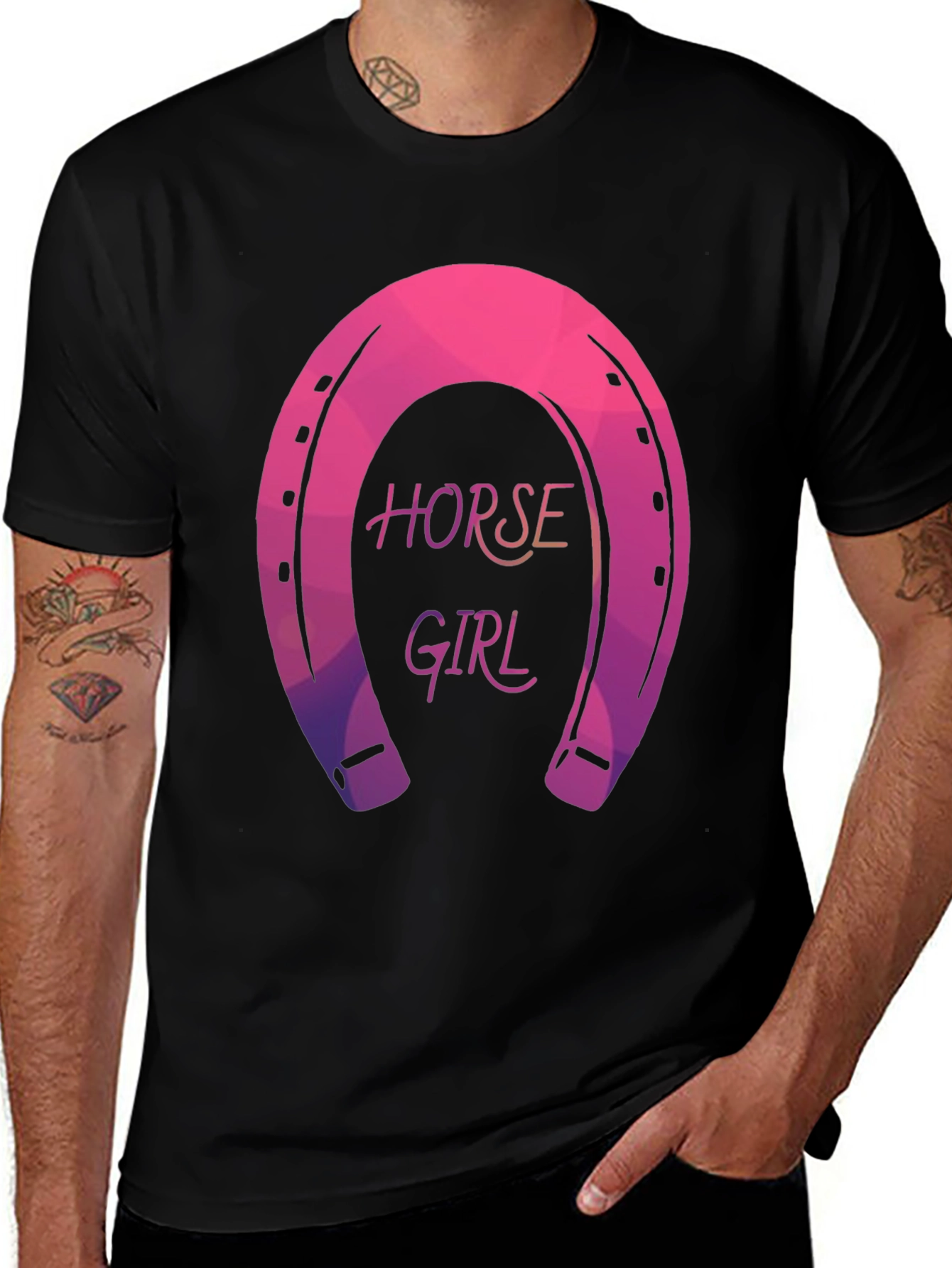 Variant 24 of Horse Girl Graphic Tee - Stylish Horseshoe Design