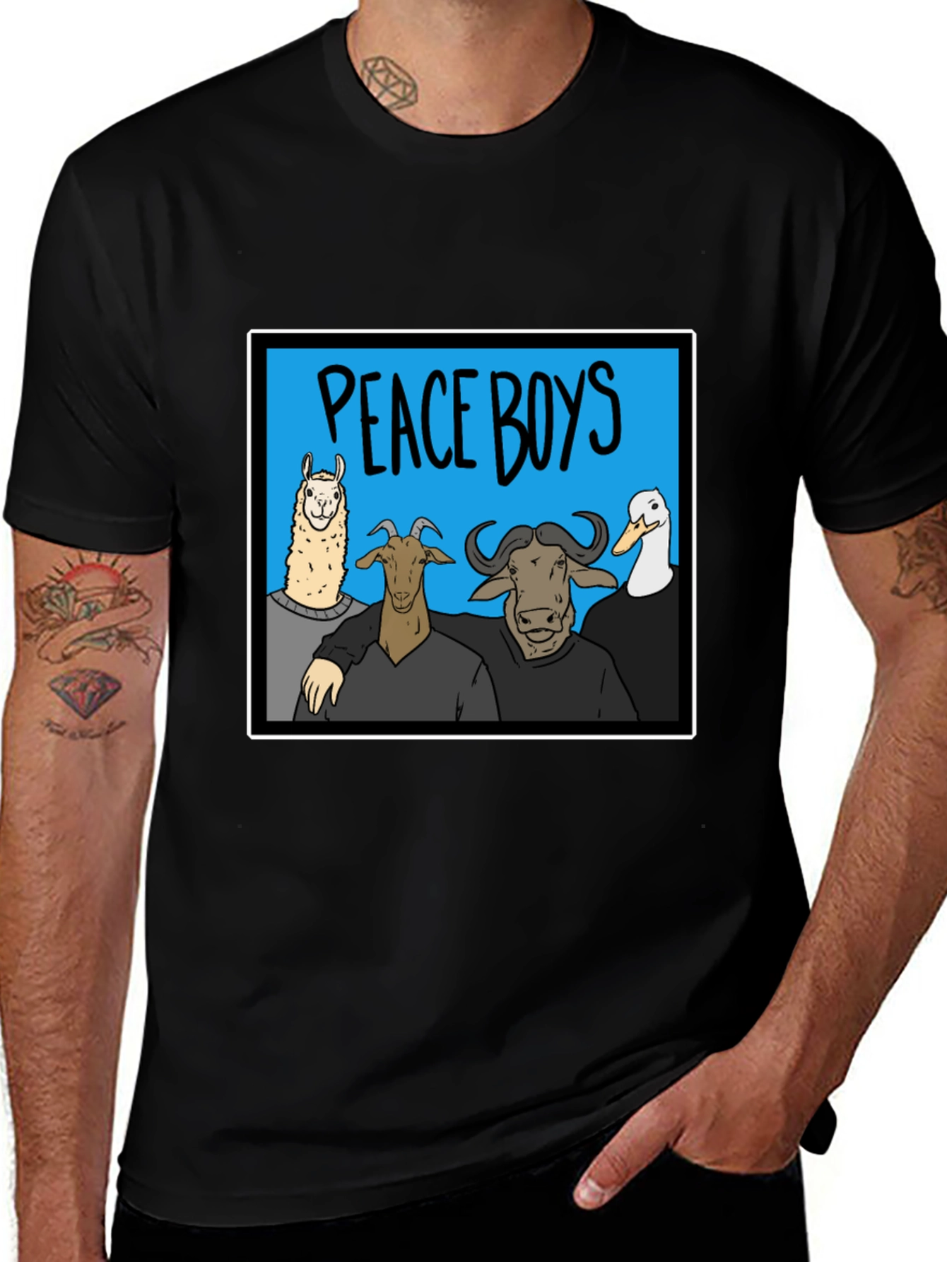Variant 8 of Peace Boys Animal Group Black T-Shirt