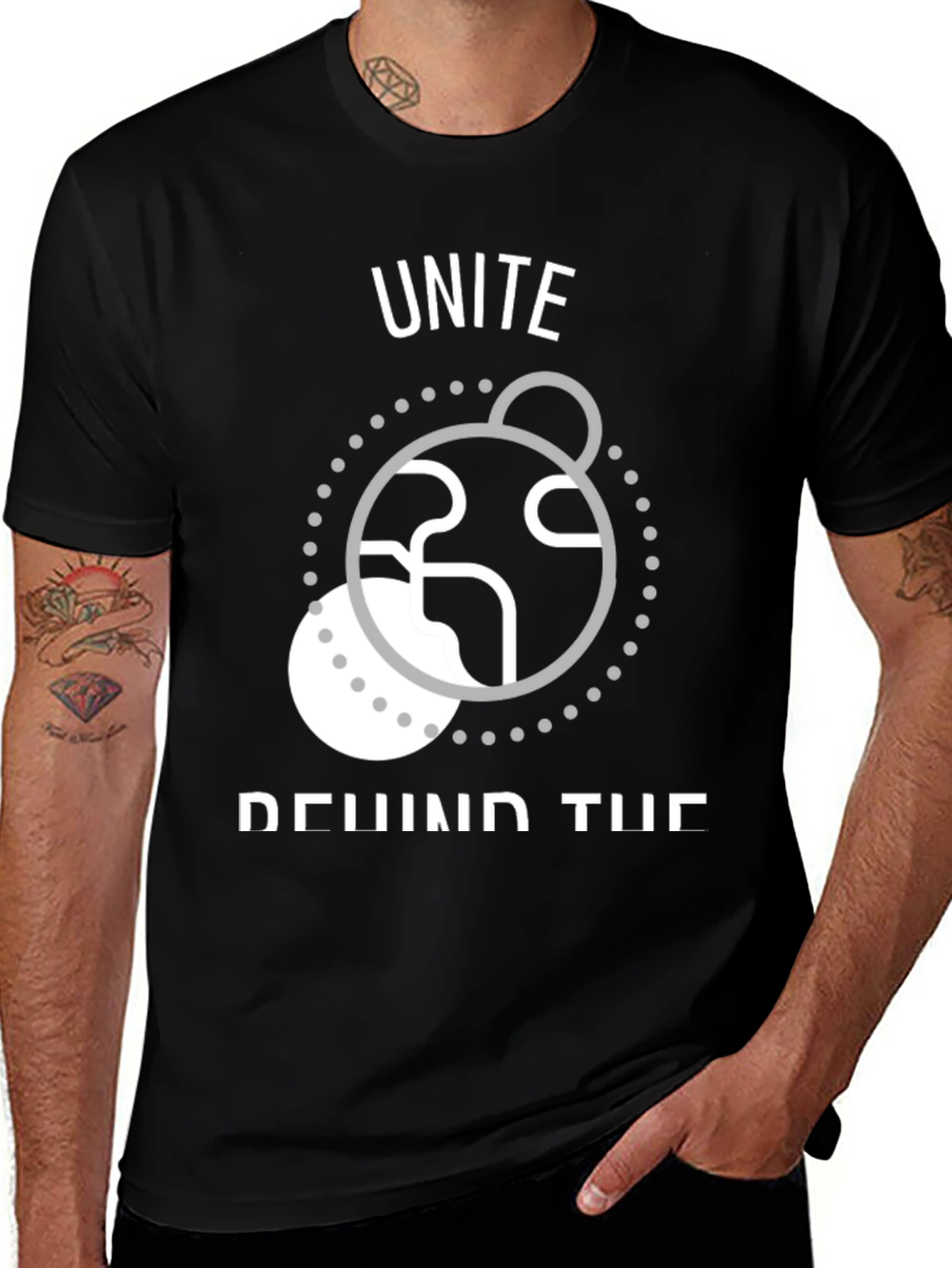 Variant 23 of Unite T-Shirt: World Design, Black Tee, Casual Wear