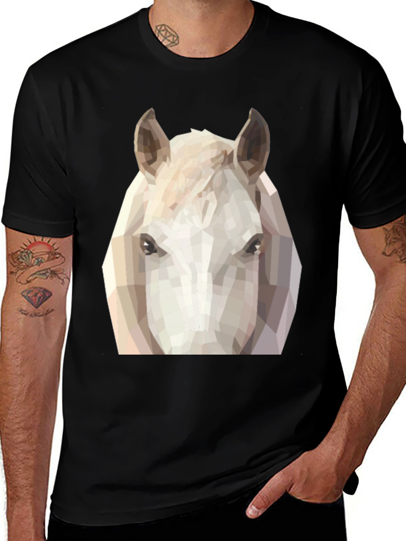Variant 4 of Geometric Horse Tee - Modern Animal Graphic T-Shirt