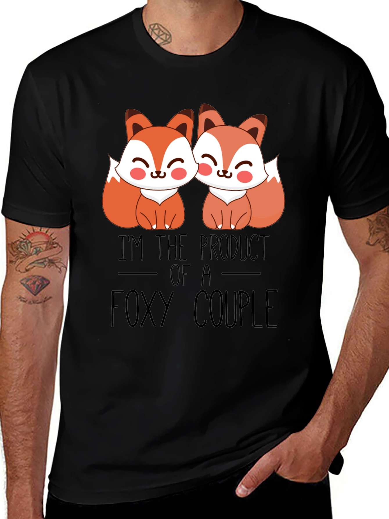 Foxy Couple T-Shirt - Cute Cartoon Foxes