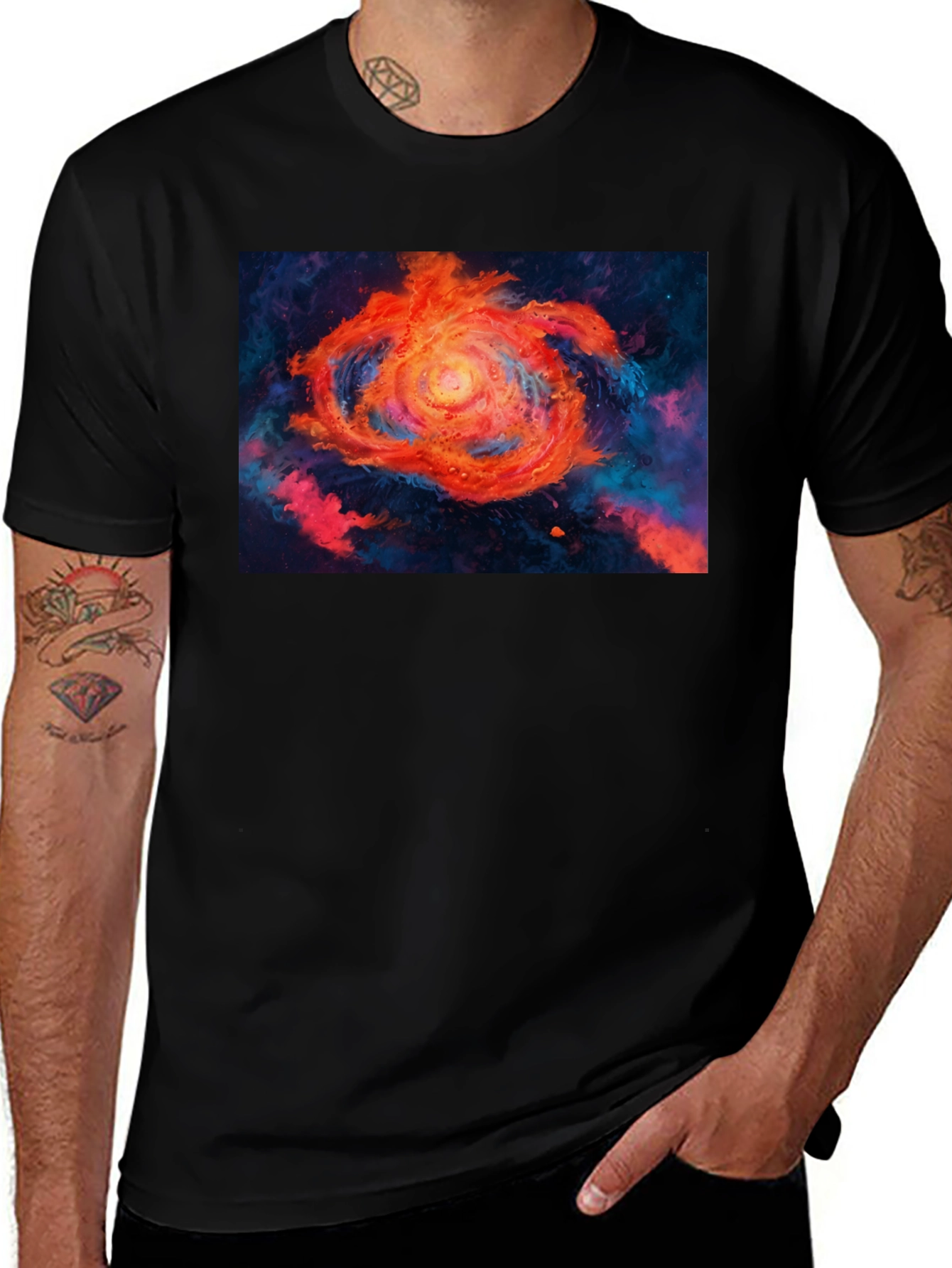 Variant 3 of Nebula Galaxy Graphic Print Black T-Shirt