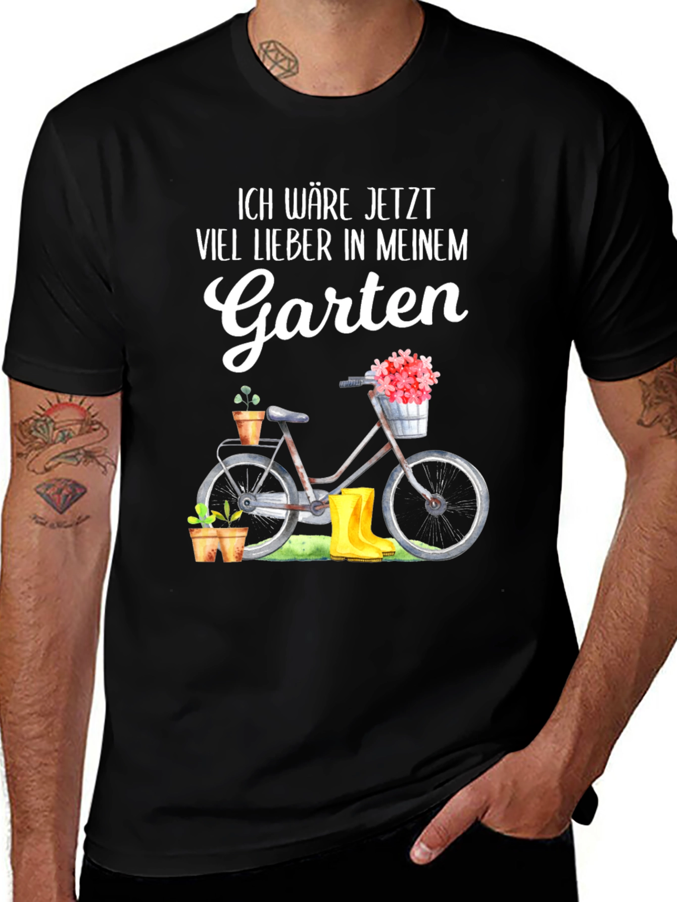 Variant 28 of Gardening T-Shirt - Bicycle & Boots Design