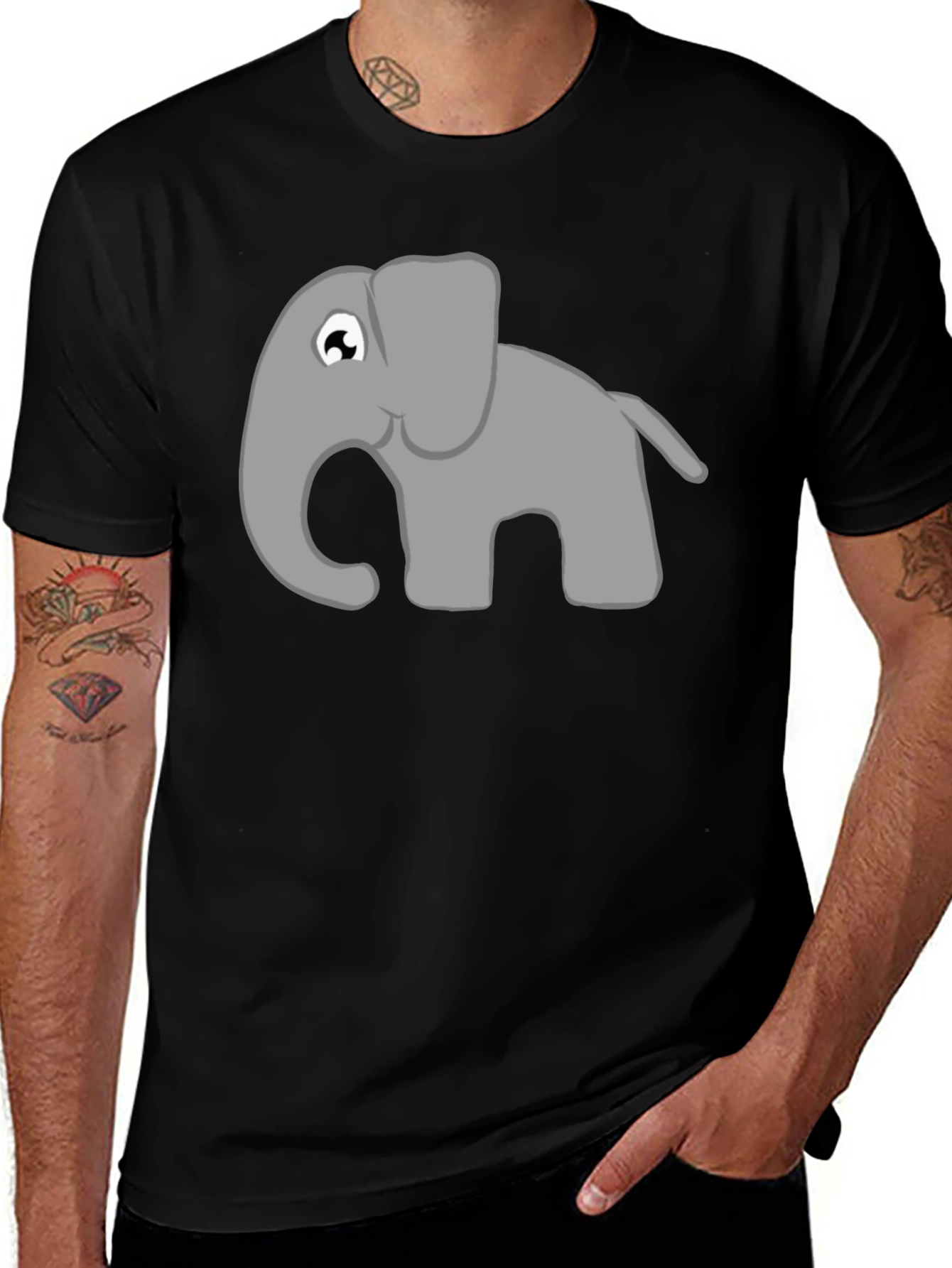 Variant 23 of Elephant Graphic Tee - Black Cotton T-Shirt