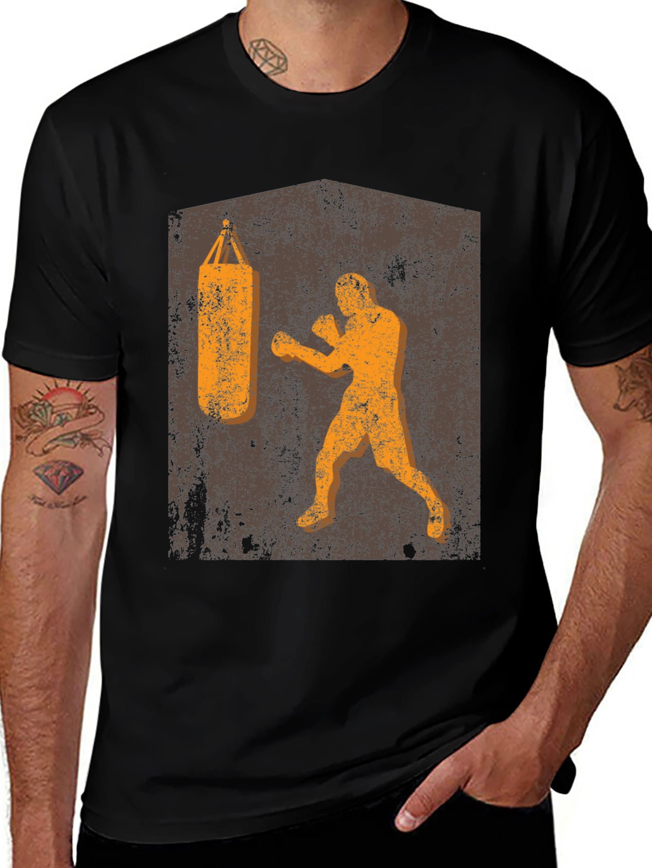 Variant 5 of Retro Boxer T-Shirt: Punching Bag Design
