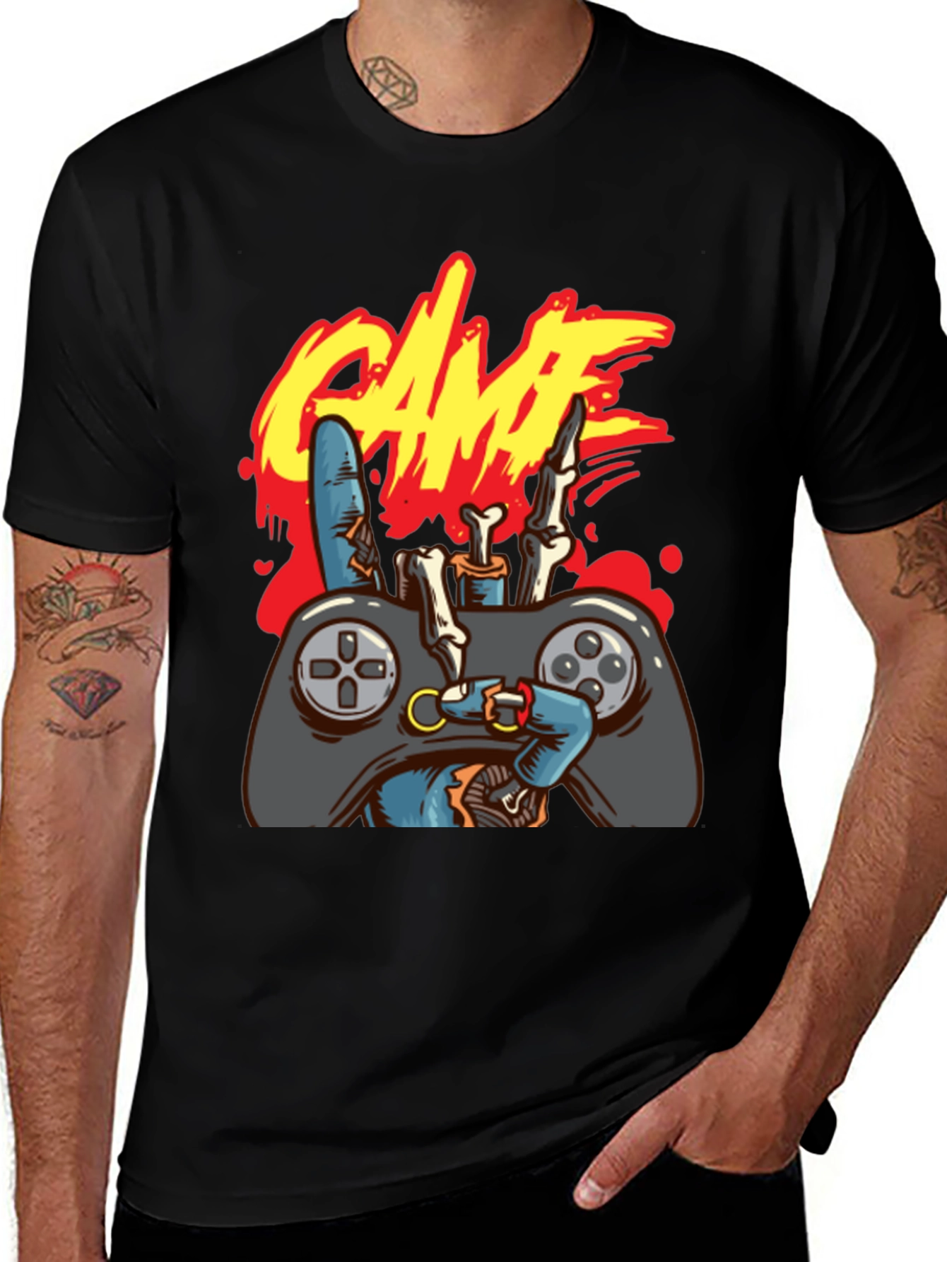 Variant 11 of Gamer Skeleton Hand T-Shirt - Game Over