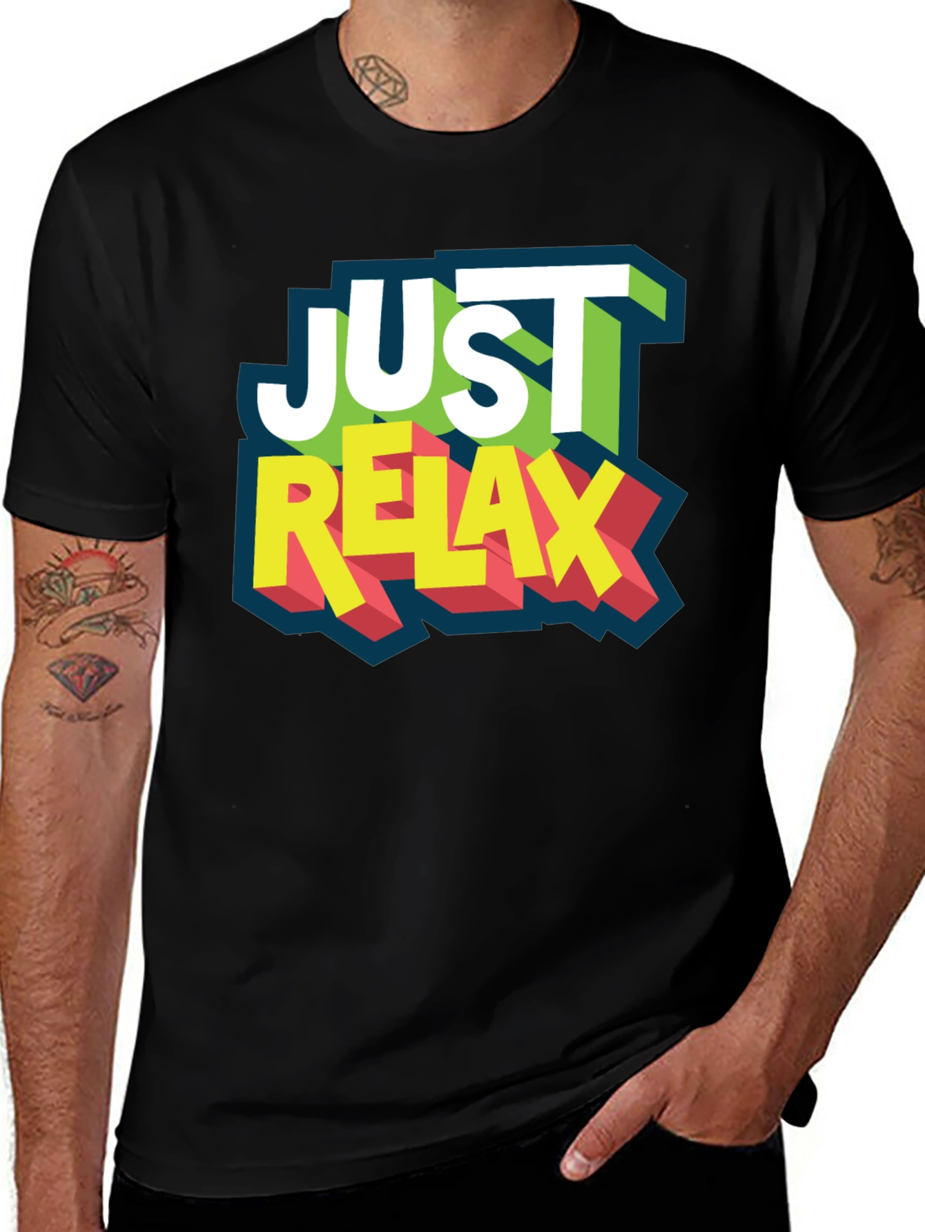 Variant 17 of Just Relax Graphic Tee - Stylish Men's Black T-Shirt