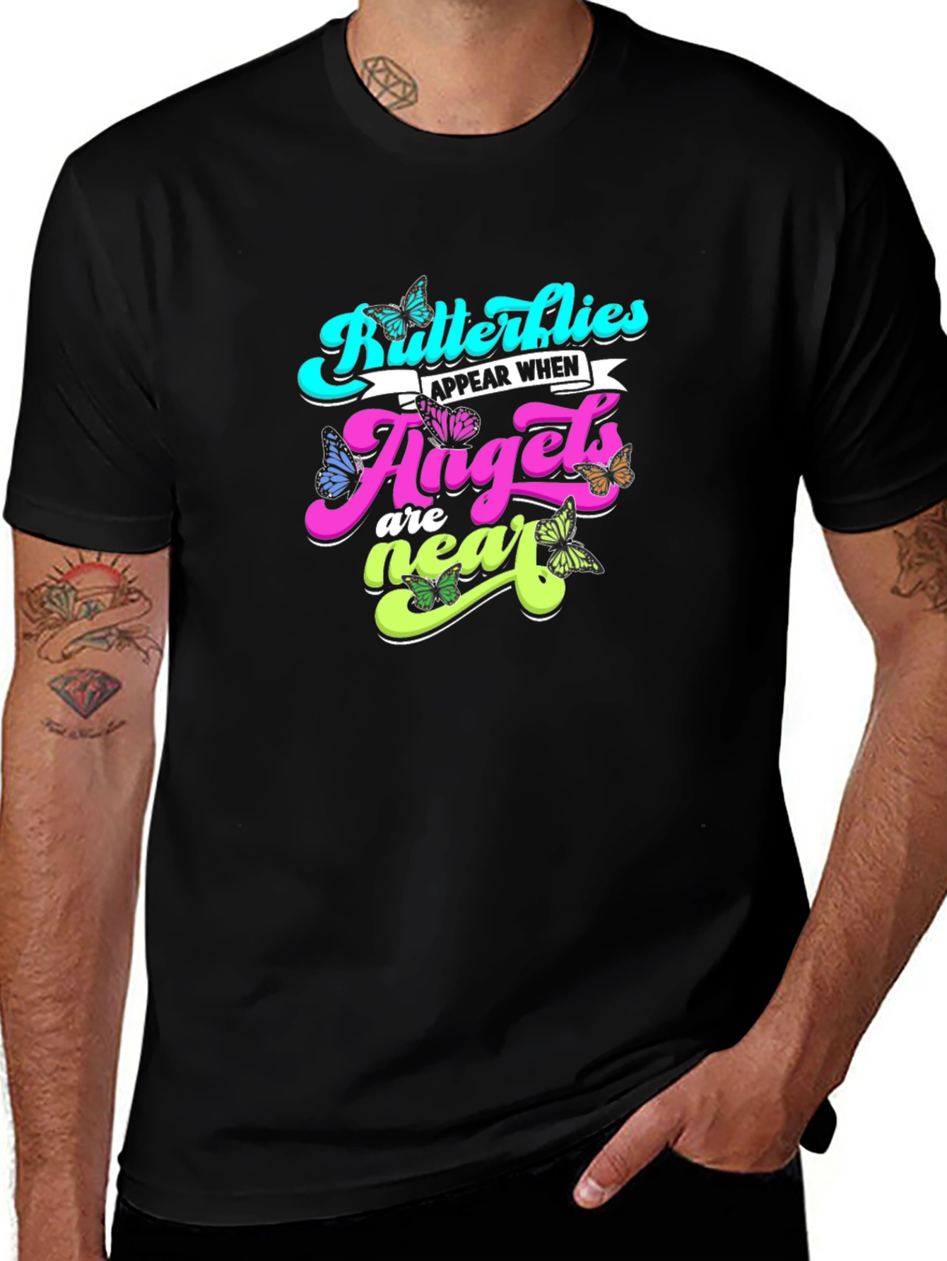 Variant 9 of Butterflies Angels T-Shirt - Black