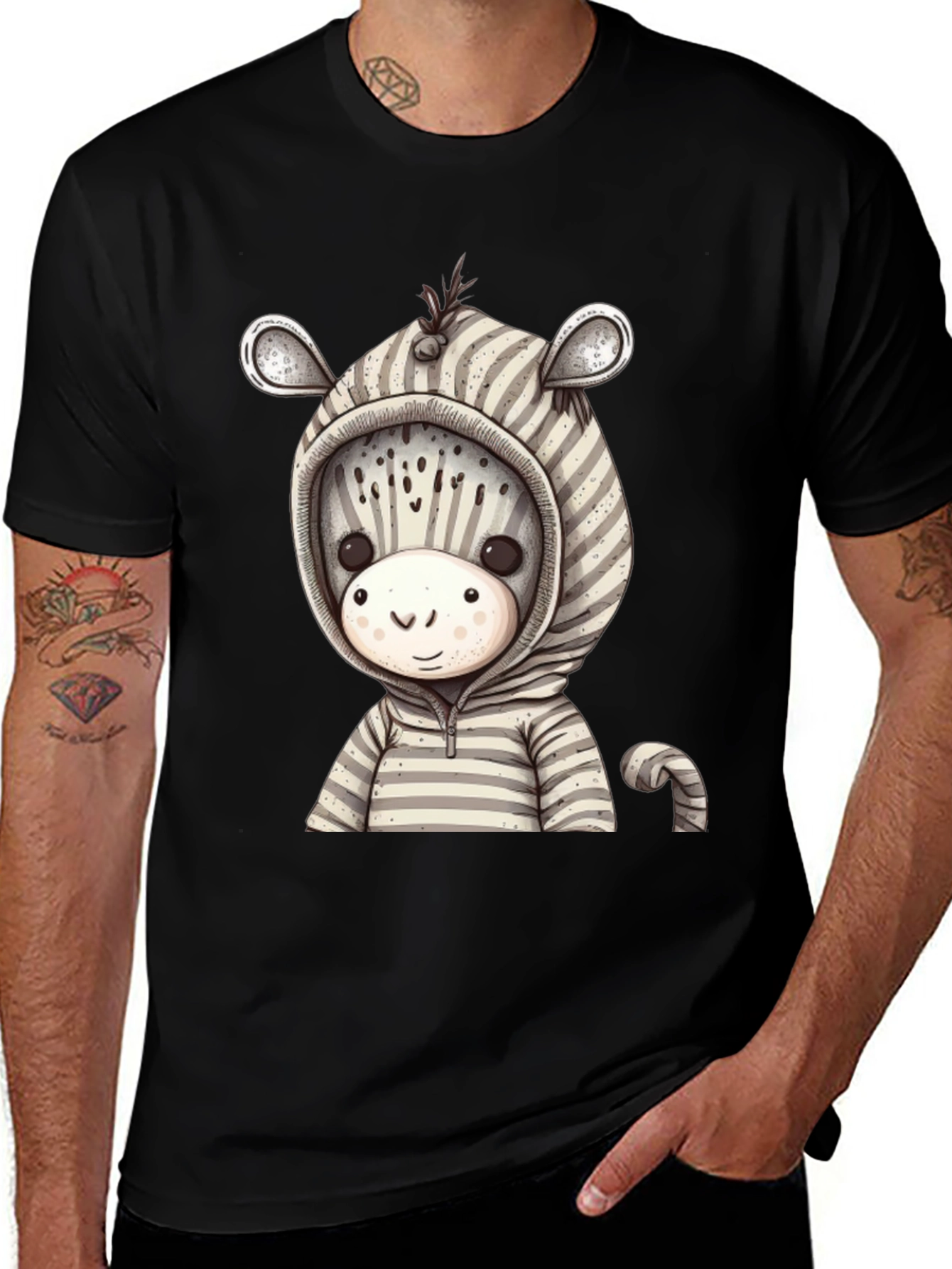 Variant 21 of Zebra Hoodie T-Shirt: Cute Cartoon Animal Tee