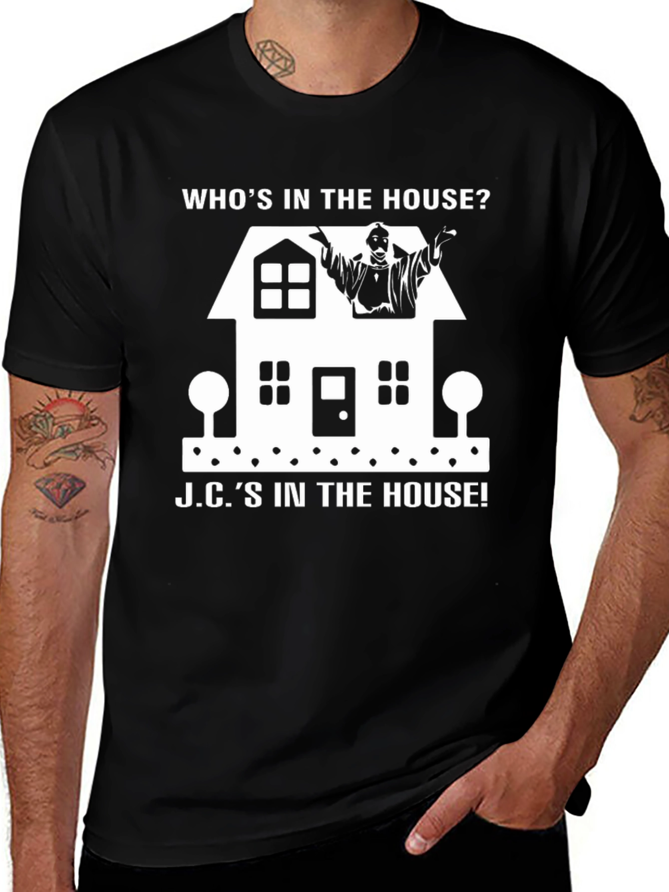 Black Who's in the House? Graphic Novelty T-Shirt main image