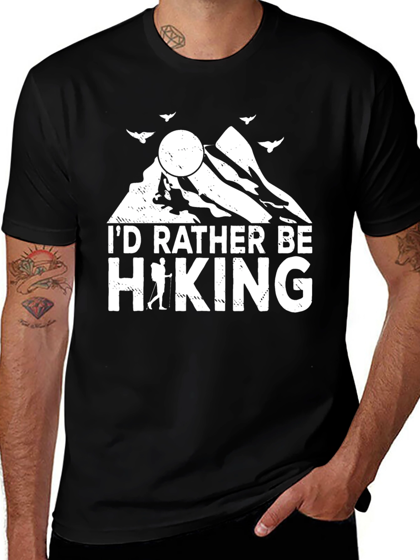Variant 14 of I'd Rather Be Hiking Graphic Tee - Nature Lover Shirt