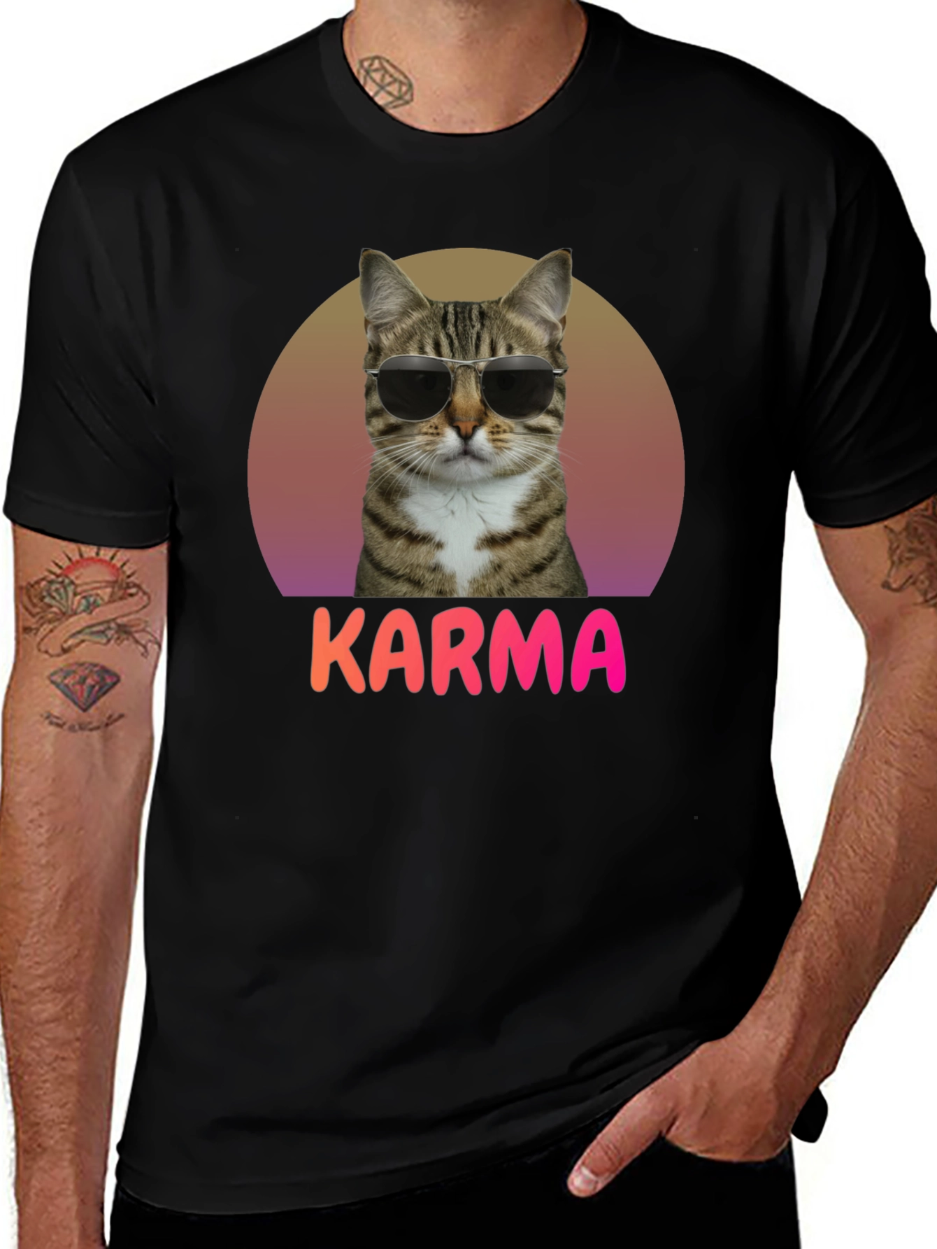Variant 30 of Cool Cat Karma T-Shirt - Unisex Graphic Tee