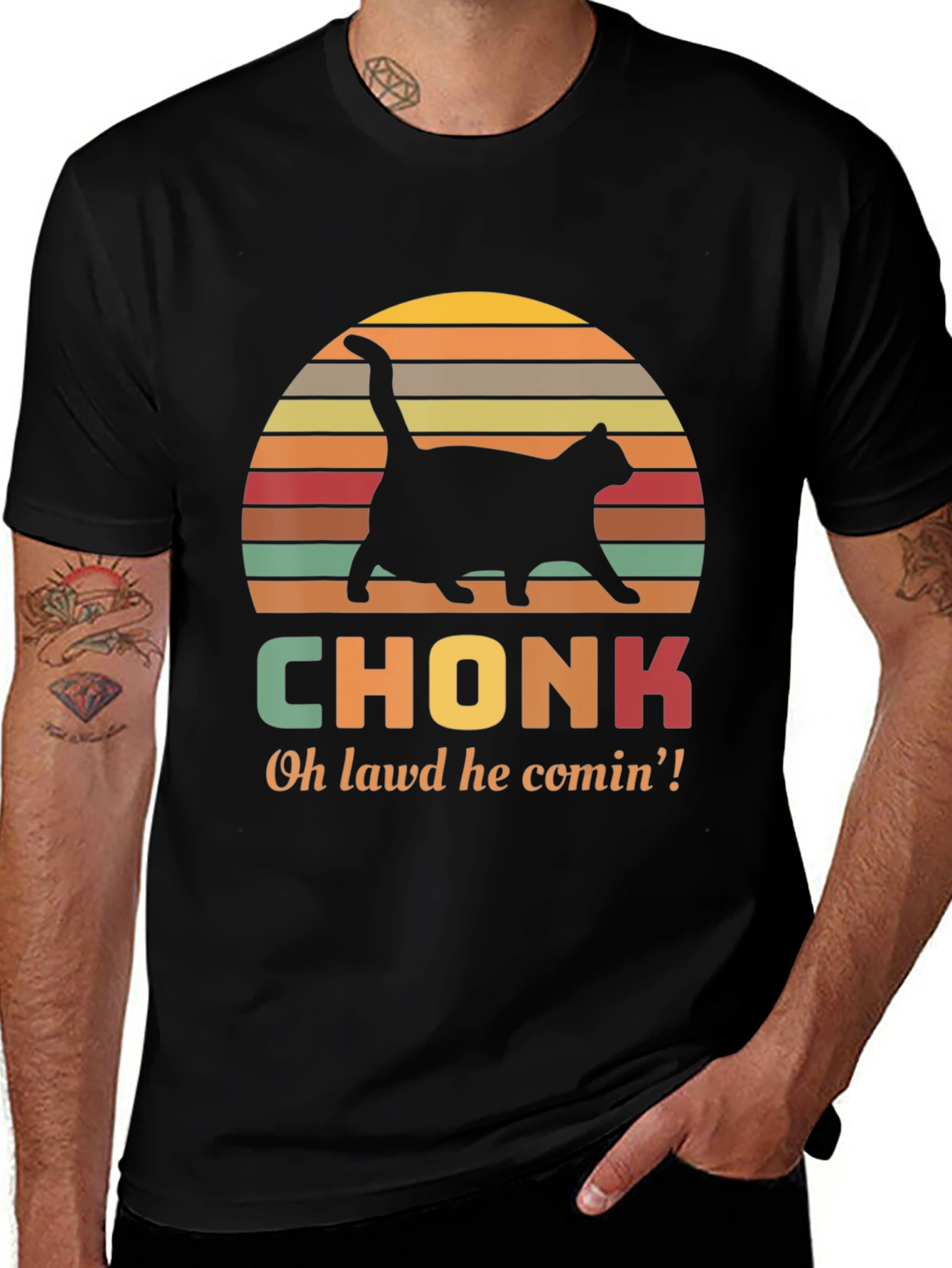 Variant 18 of Chonk Cat T-Shirt - Oh Lawd He Comin'!