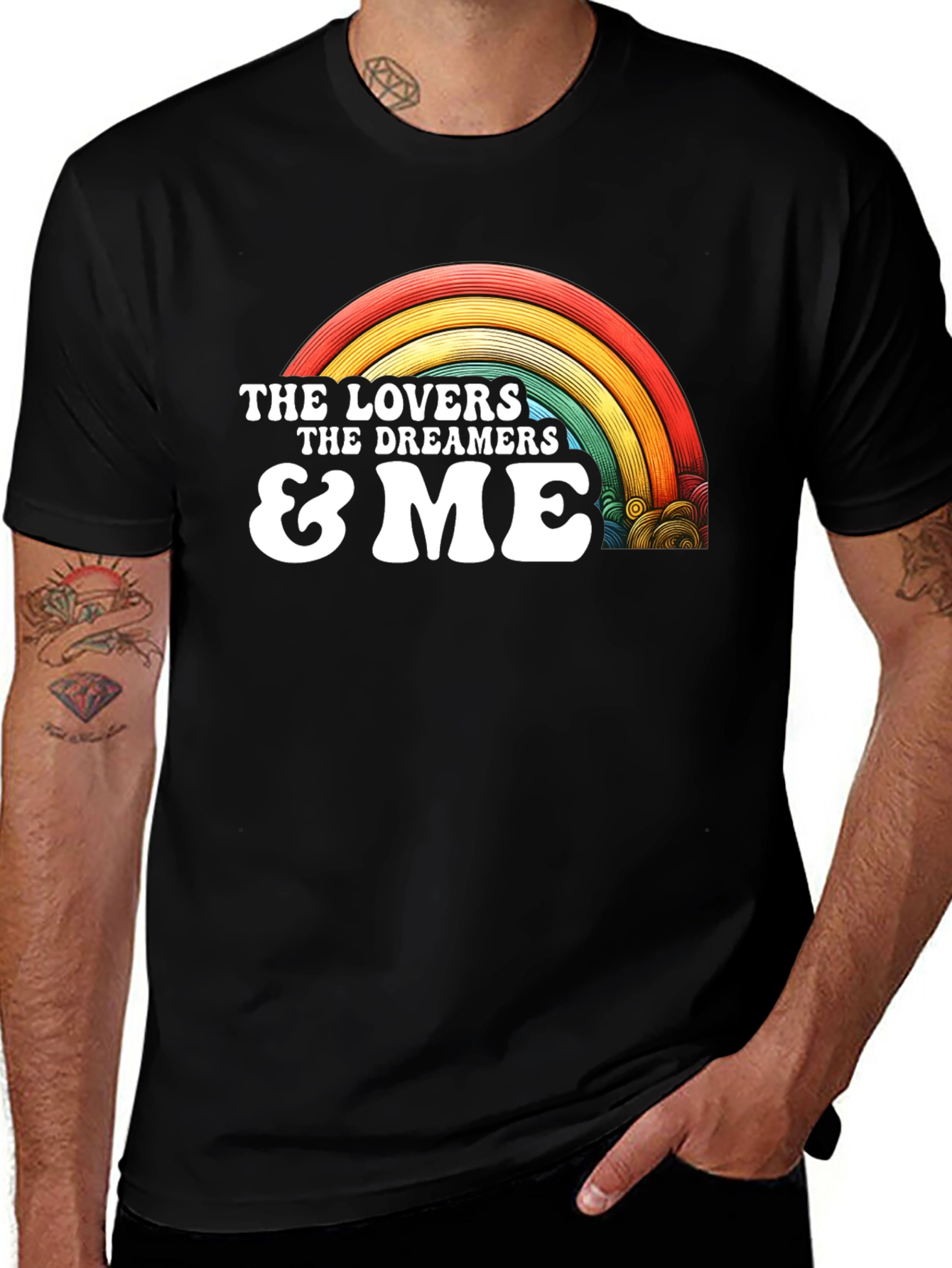 Variant 13 of Lovers Dreamers & Me Retro Rainbow Graphic Tee
