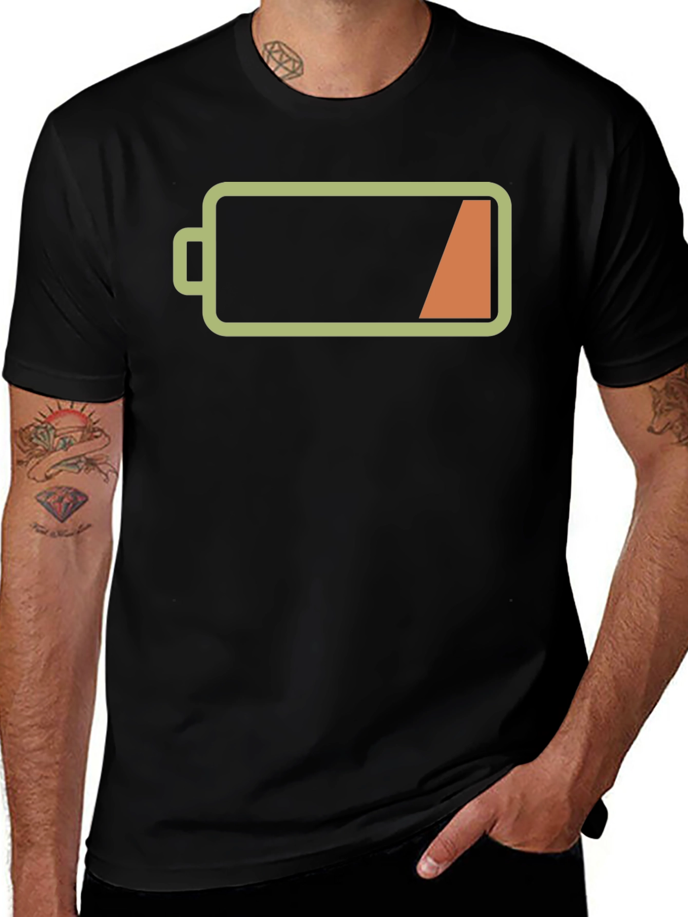 Variant 18 of Low Battery Black T-Shirt - Power Down Style