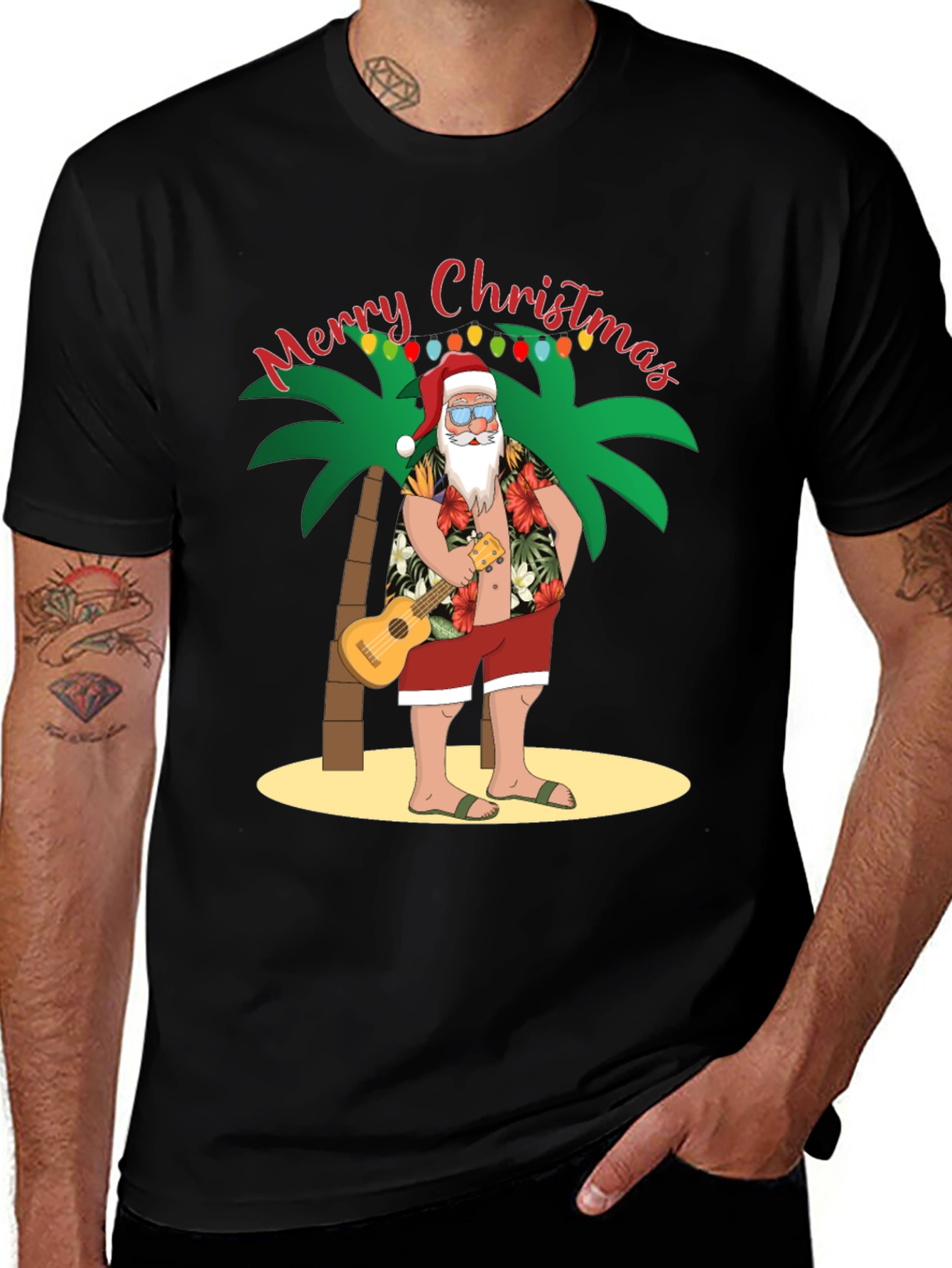 Variant 11 of Tropical Santa Christmas Graphic Tee