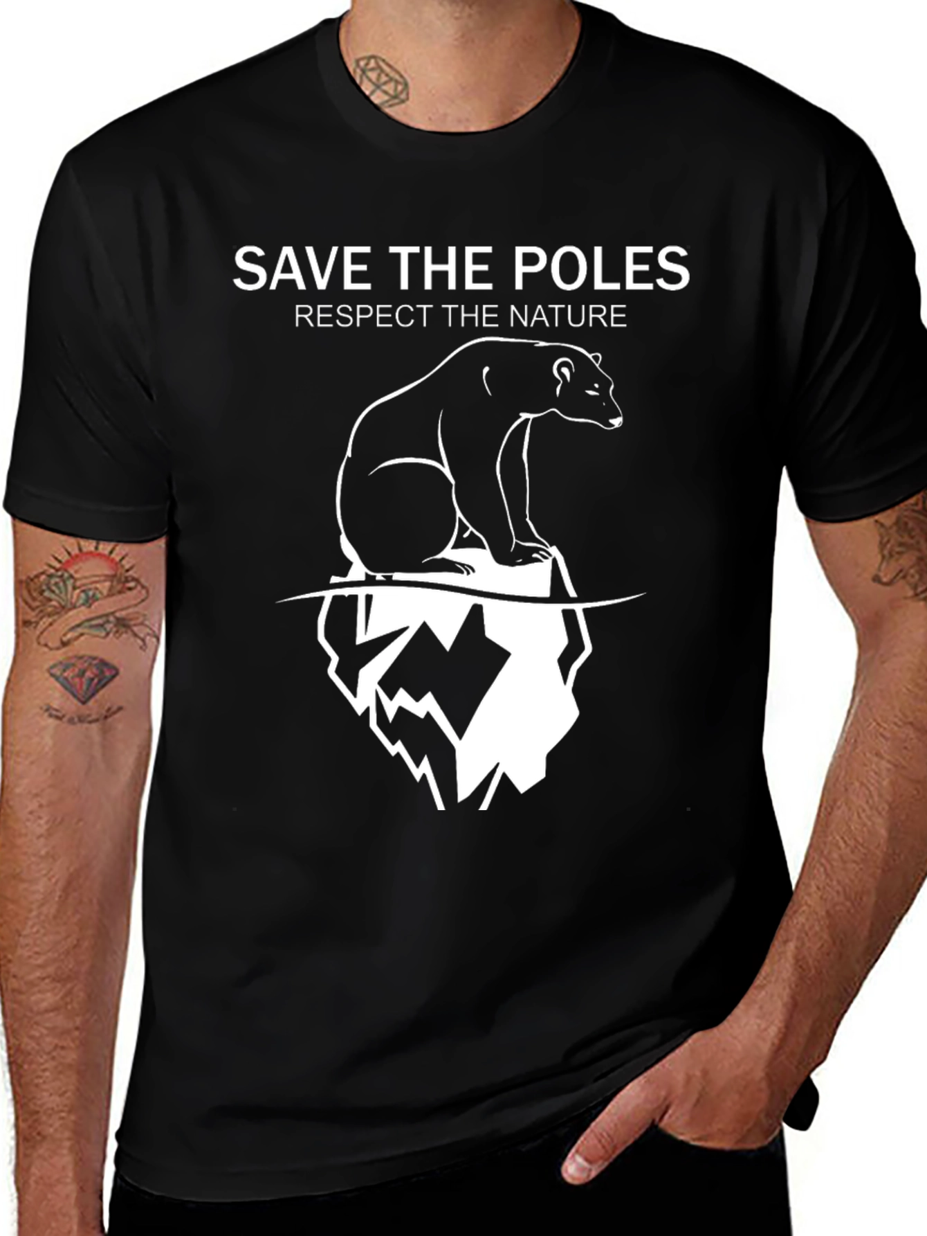 Variant 26 of Save The Poles T-Shirt - Black Nature Tee