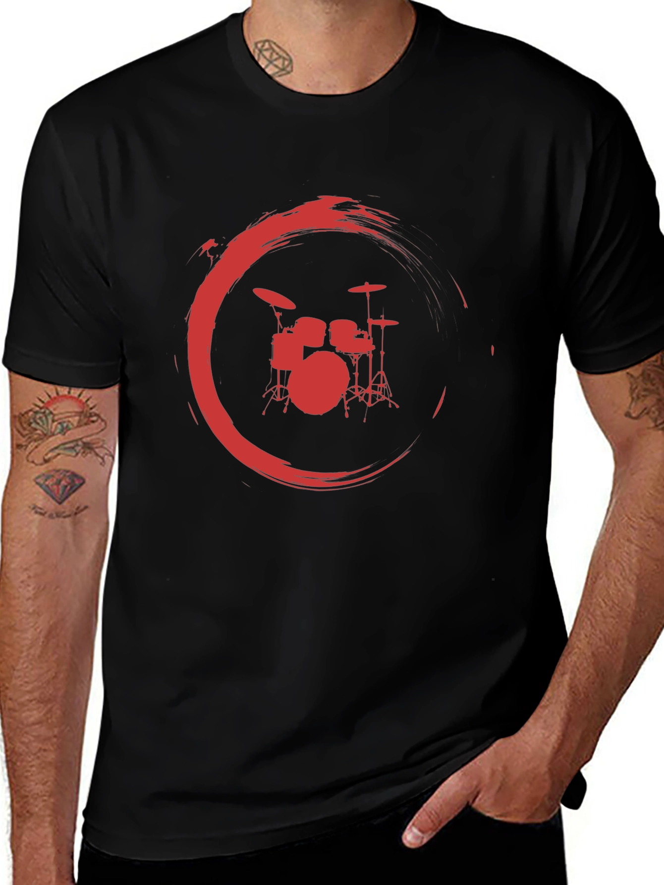 Variant 9 of Drum Set Red Circle Graphic Tee