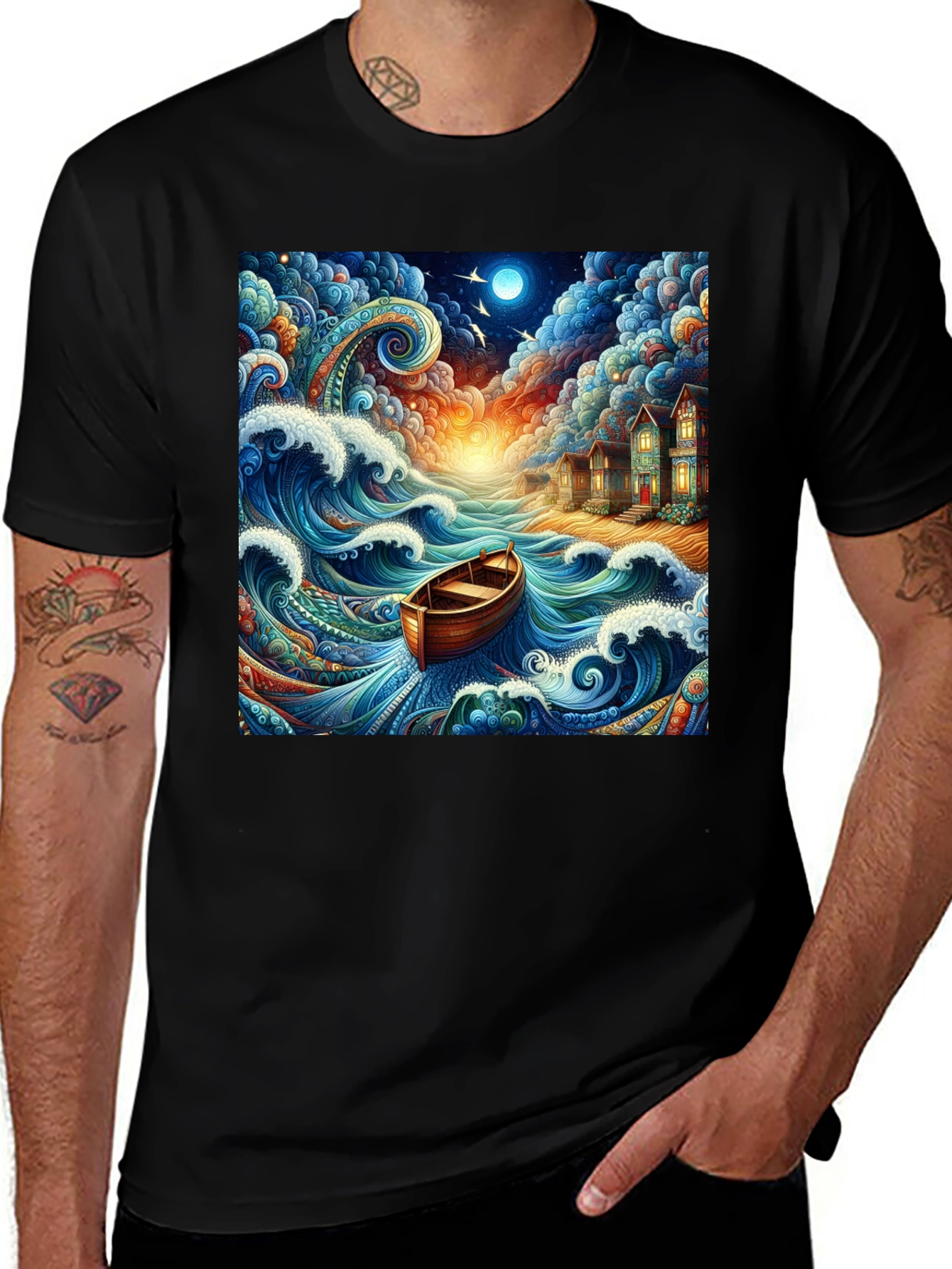Variant 6 of Whimsical Ocean Boat Ride Graphic Tee