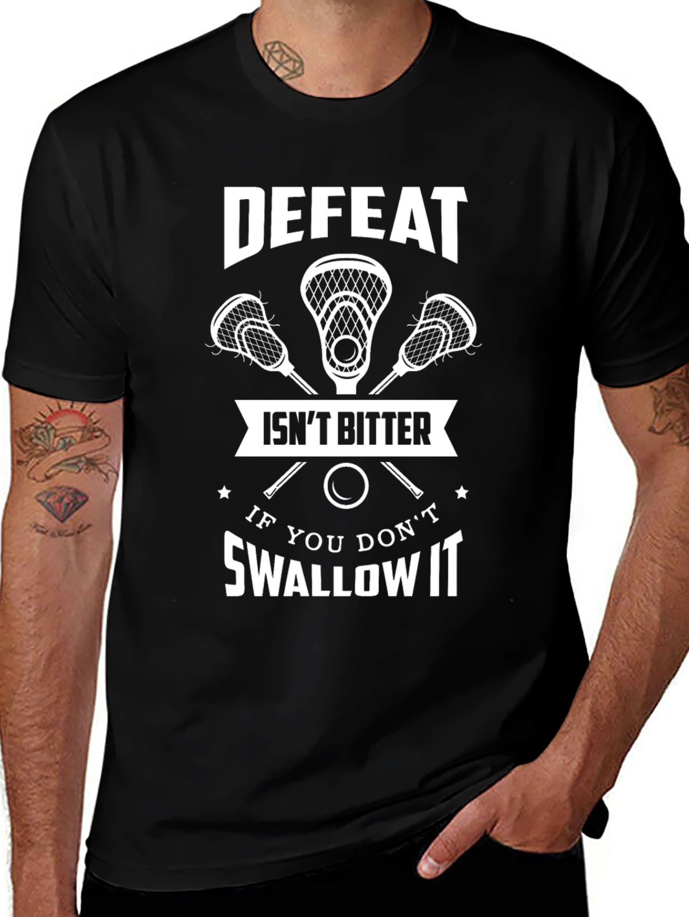 Black Defeat Isn't Bitter T-Shirt - Lacrosse Tee main image