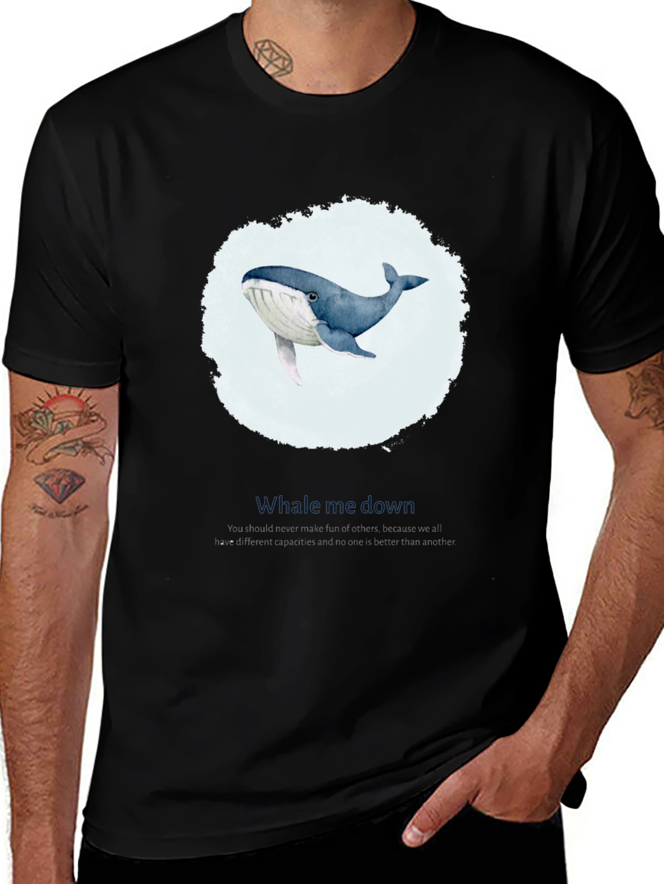 Variant 26 of Whale Graphic Black T-Shirt
