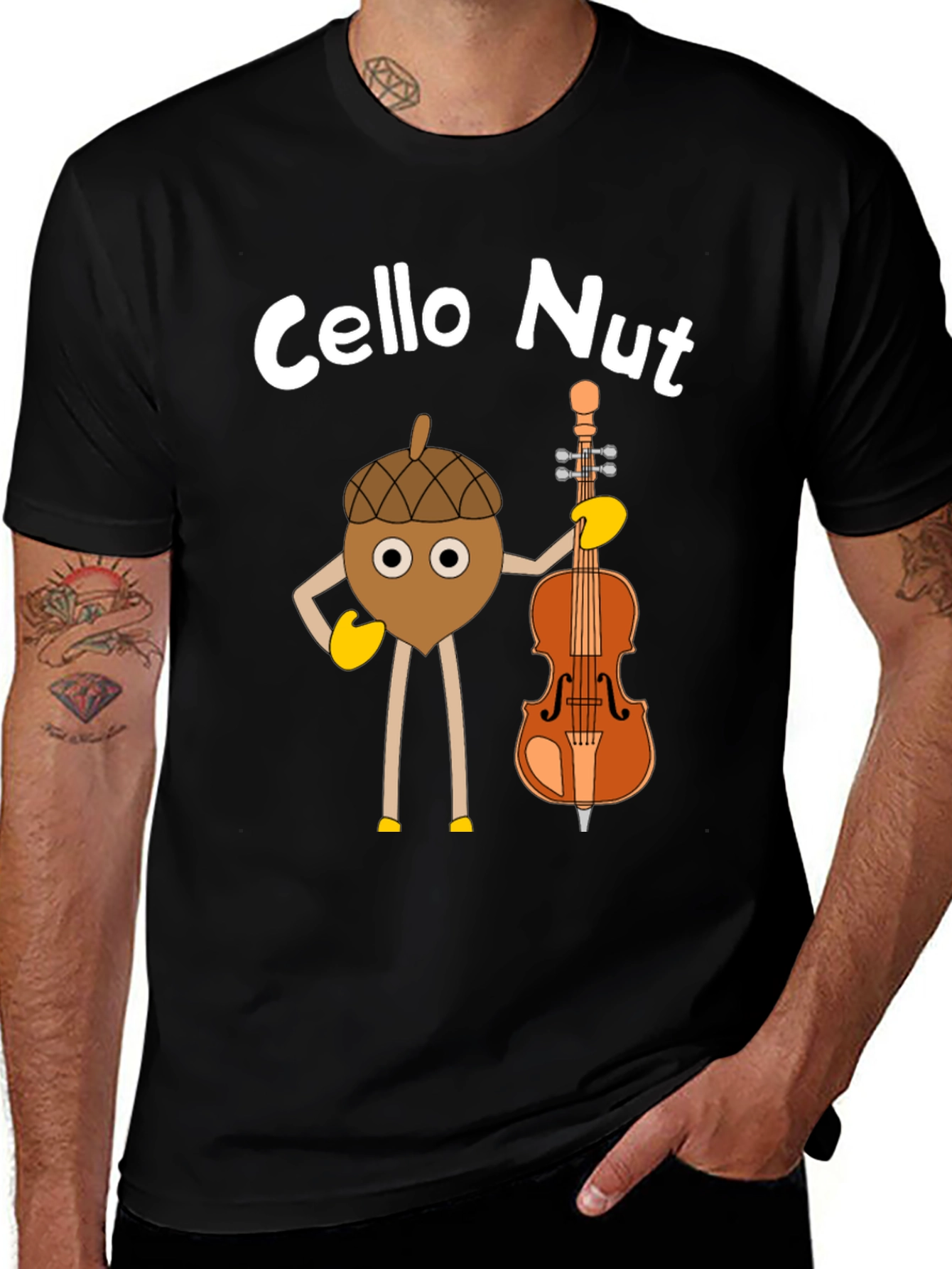 Variant 4 of Cello Nut Graphic Tee - Musician Humor