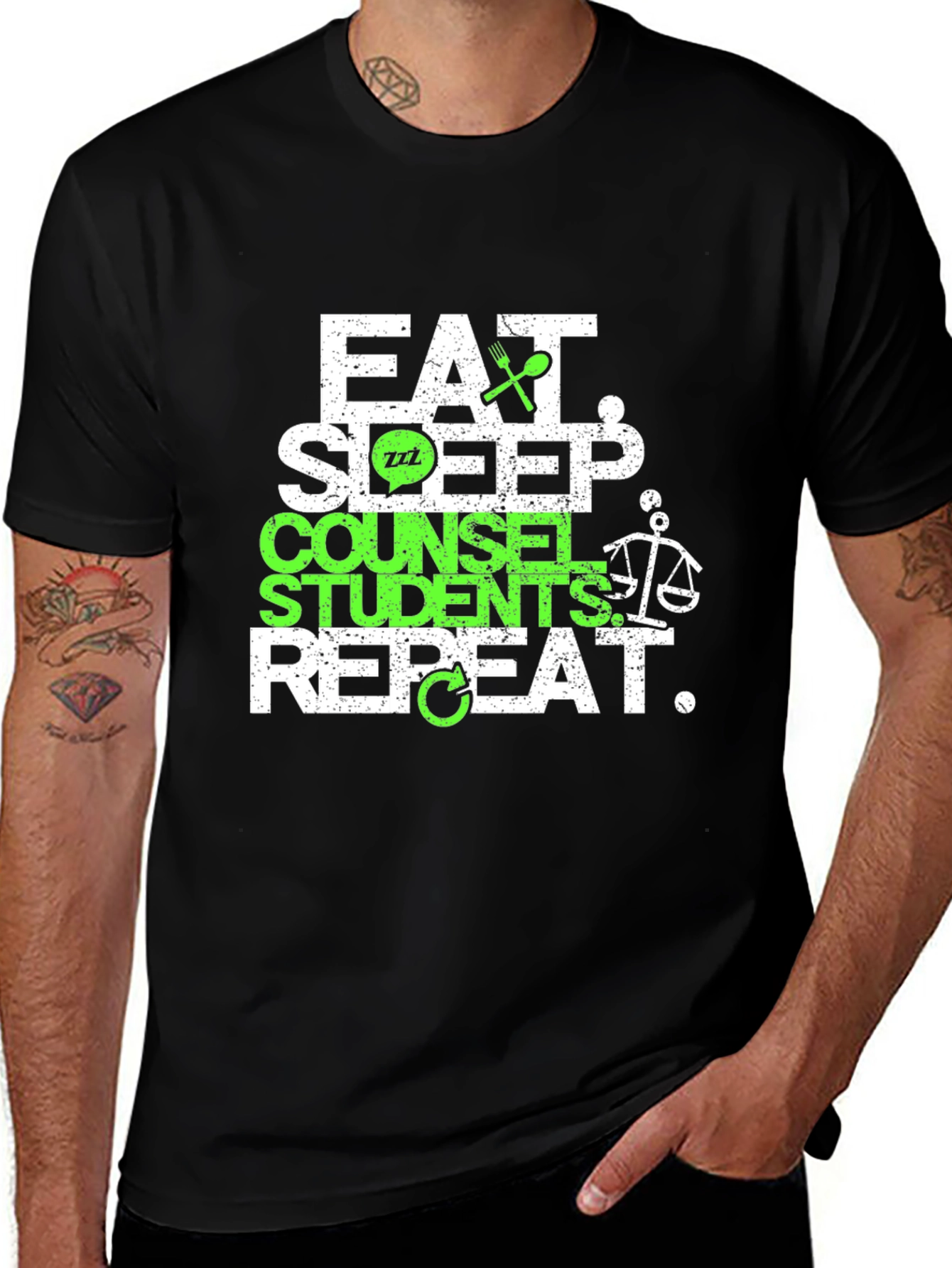 Variant 21 of Eat Sleep Counsel Students Repeat T-Shirt