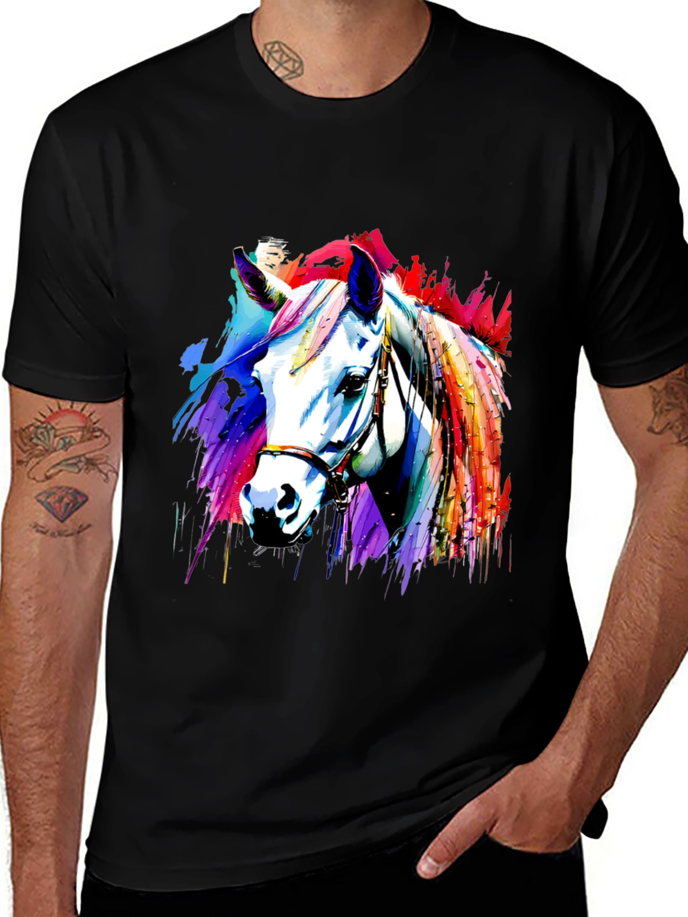 Variant 22 of Colorful Horse Graphic T-Shirt - Artistic Design