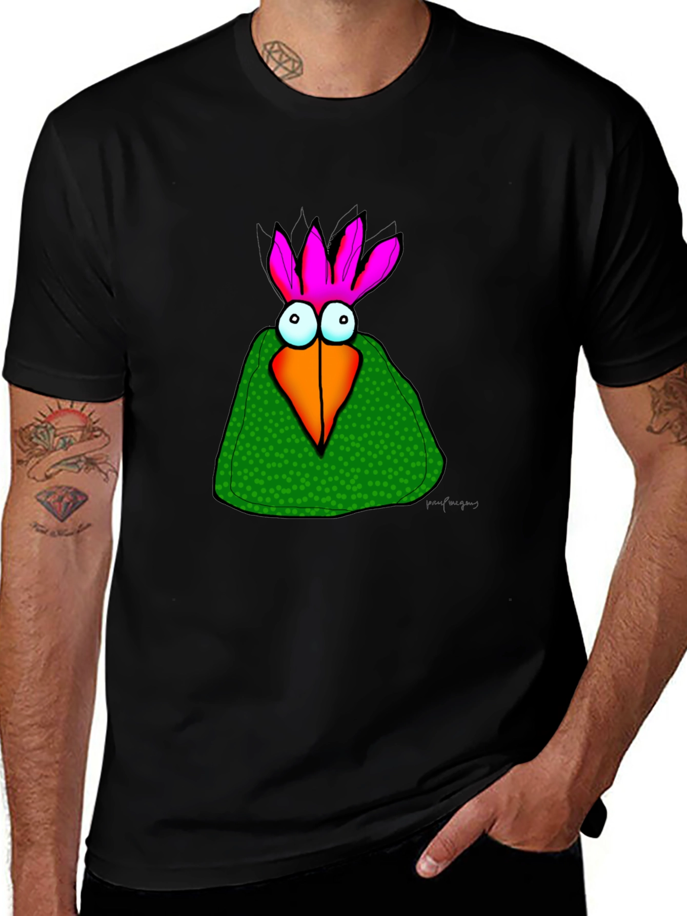 Variant 19 of Cartoon Bird Graphic Tee - Unisex Black T-Shirt