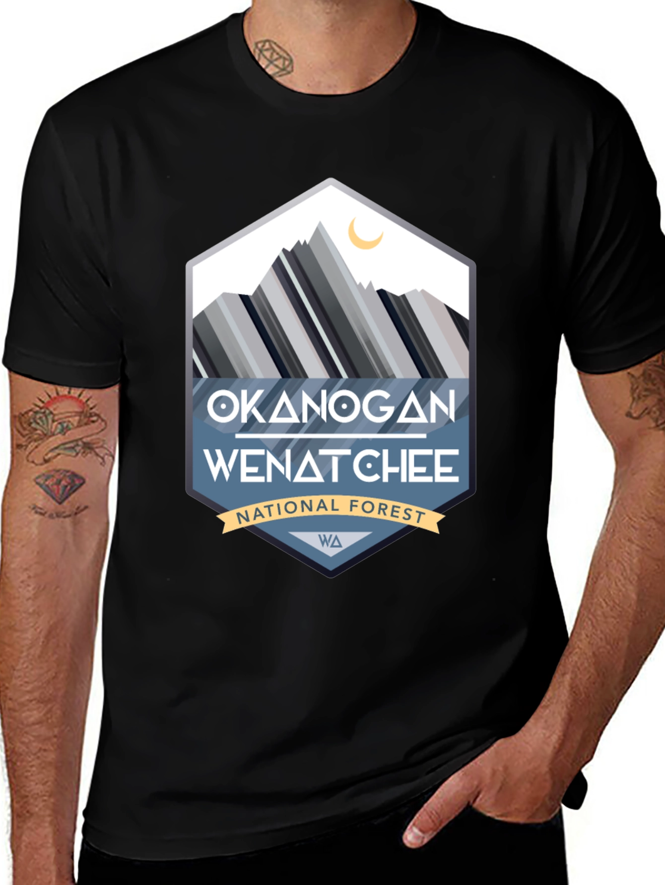 Okanogan-Wenatchee National Forest Black T-Shirt