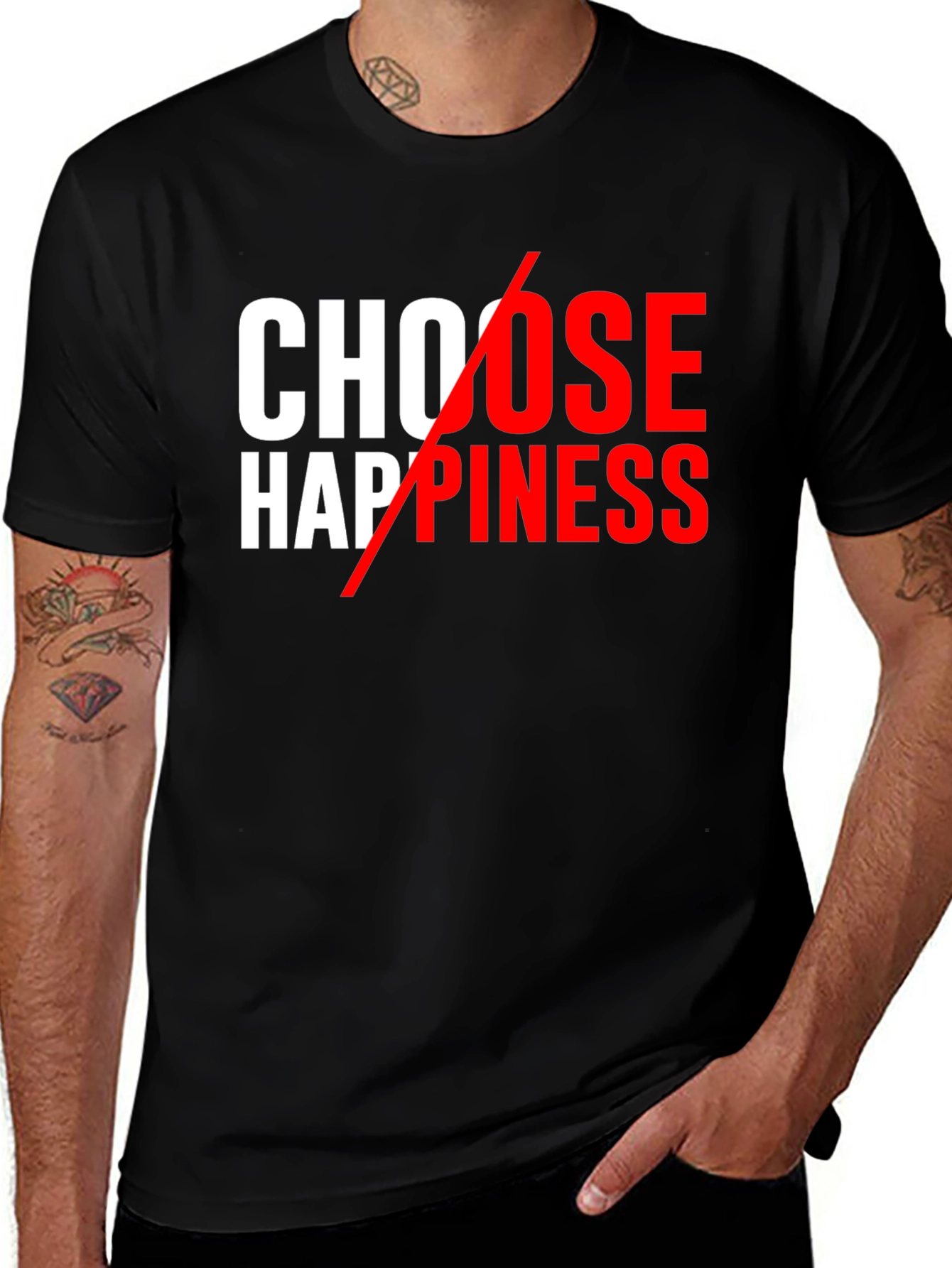 Variant 24 of Choose Happiness Graphic T-Shirt - Black