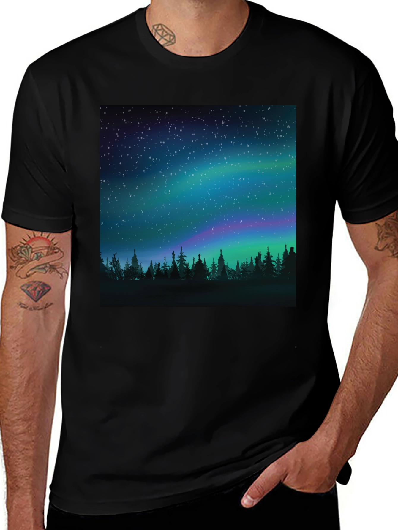Variant 21 of Aurora Borealis Forest T-Shirt