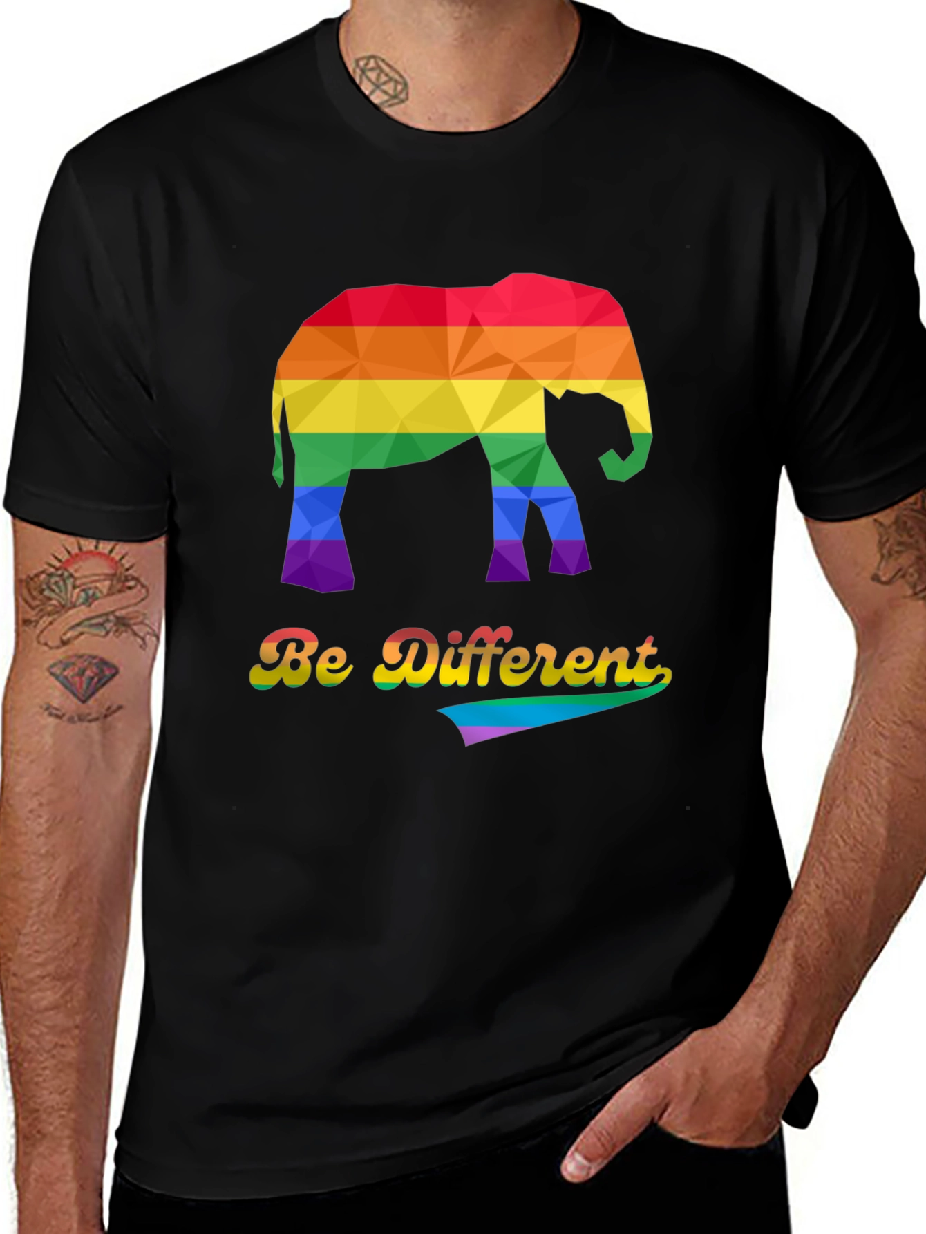 Variant 20 of Be Different Rainbow Elephant T-Shirt