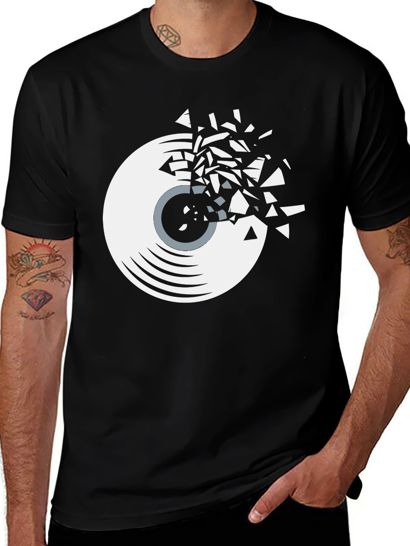Variant 3 of Shattered Record Graphic Tee - Black