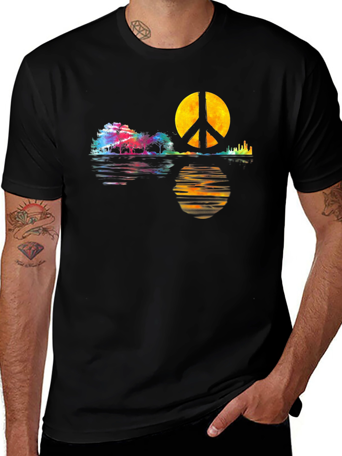 Variant 23 of Peace Sign Reflection Graphic Tee