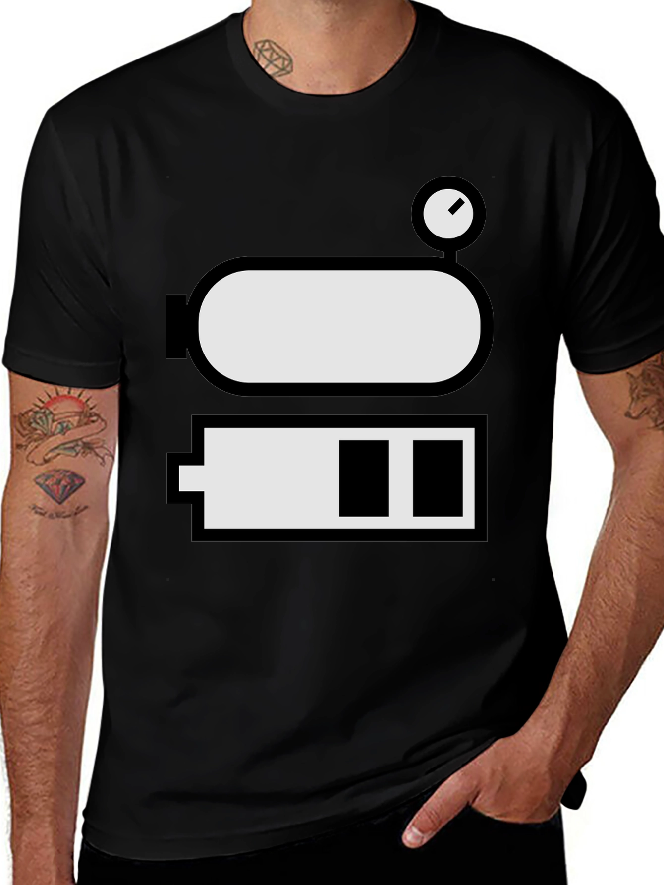 Variant 6 of Low Battery Level Funny Graphic Tee