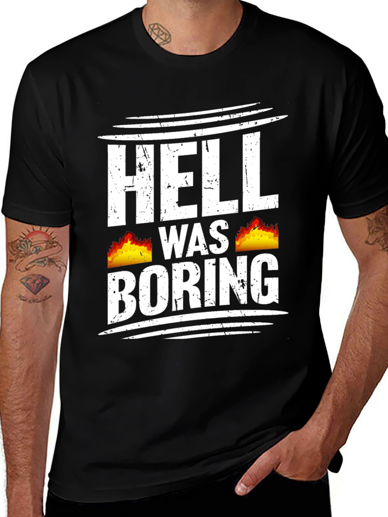 Variant 23 of Hell Was Boring Graphic T-Shirt - Black