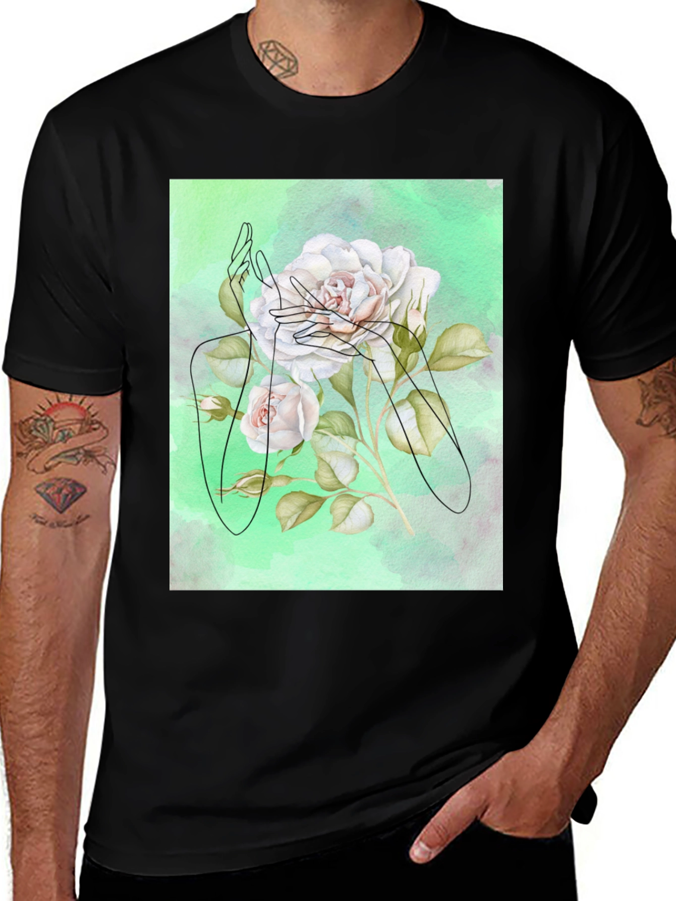 Variant 22 of Floral Line Art T-Shirt - Modern Artistic Tee