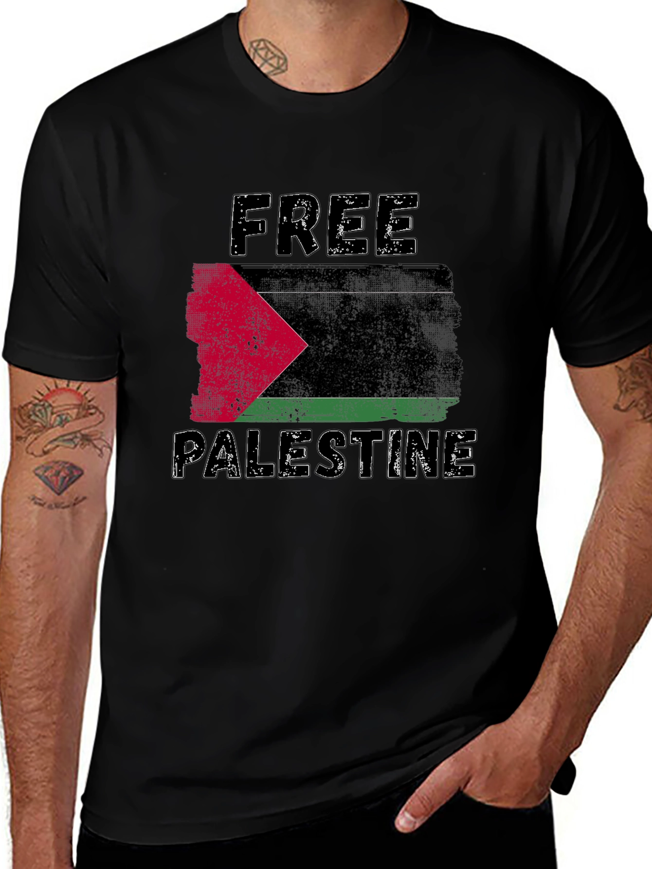 Free Palestine Graphic T-Shirt - Black