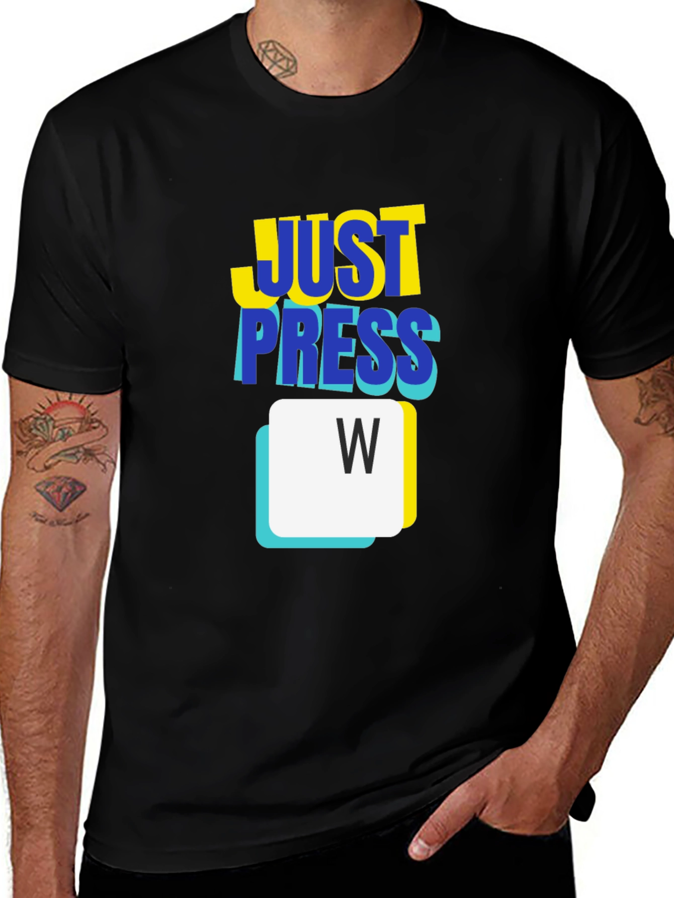 Variant 7 of Just Press W Gaming T-Shirt - Black