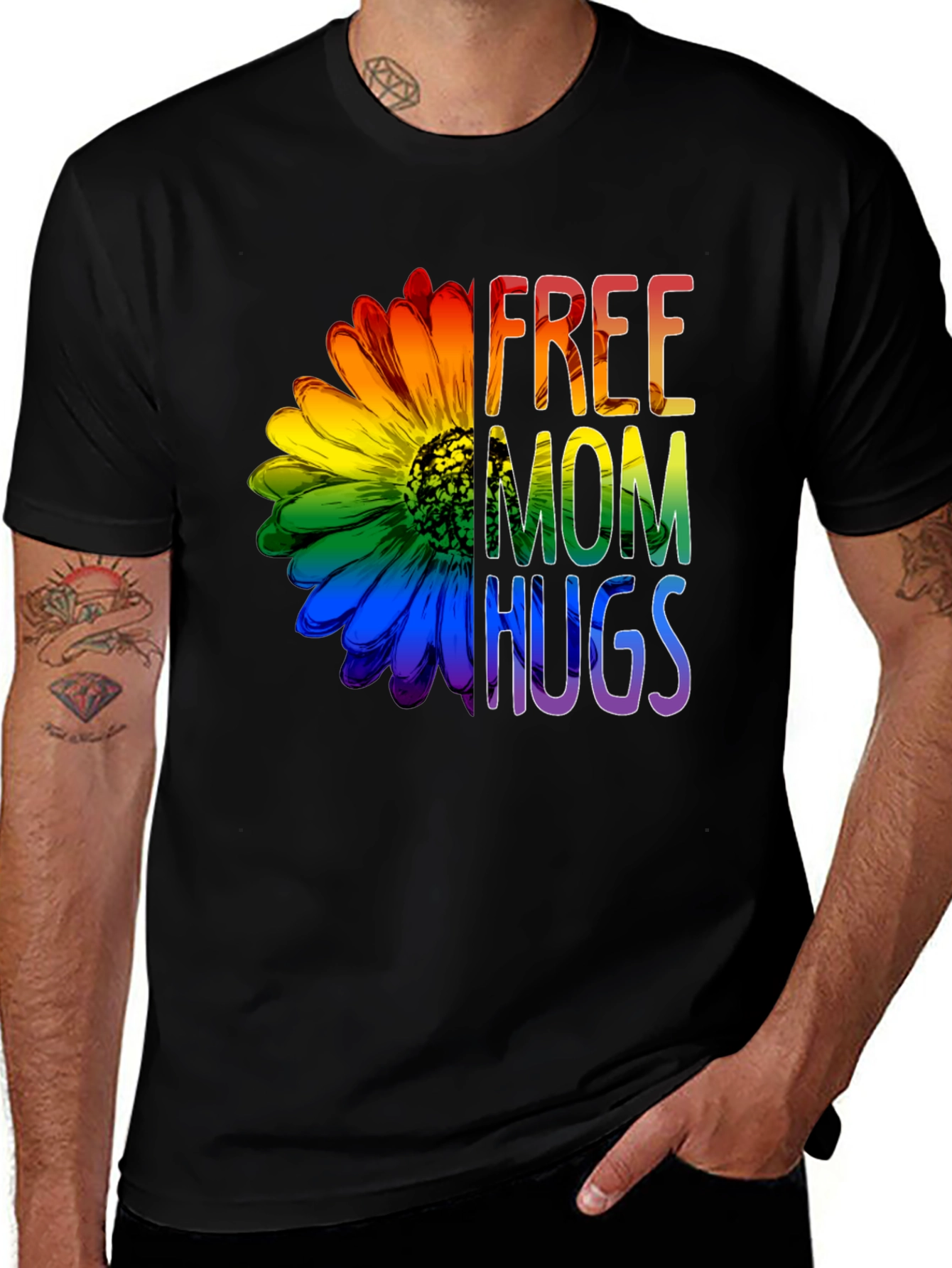 Variant 12 of Free Mom Hugs Rainbow Flower T-Shirt