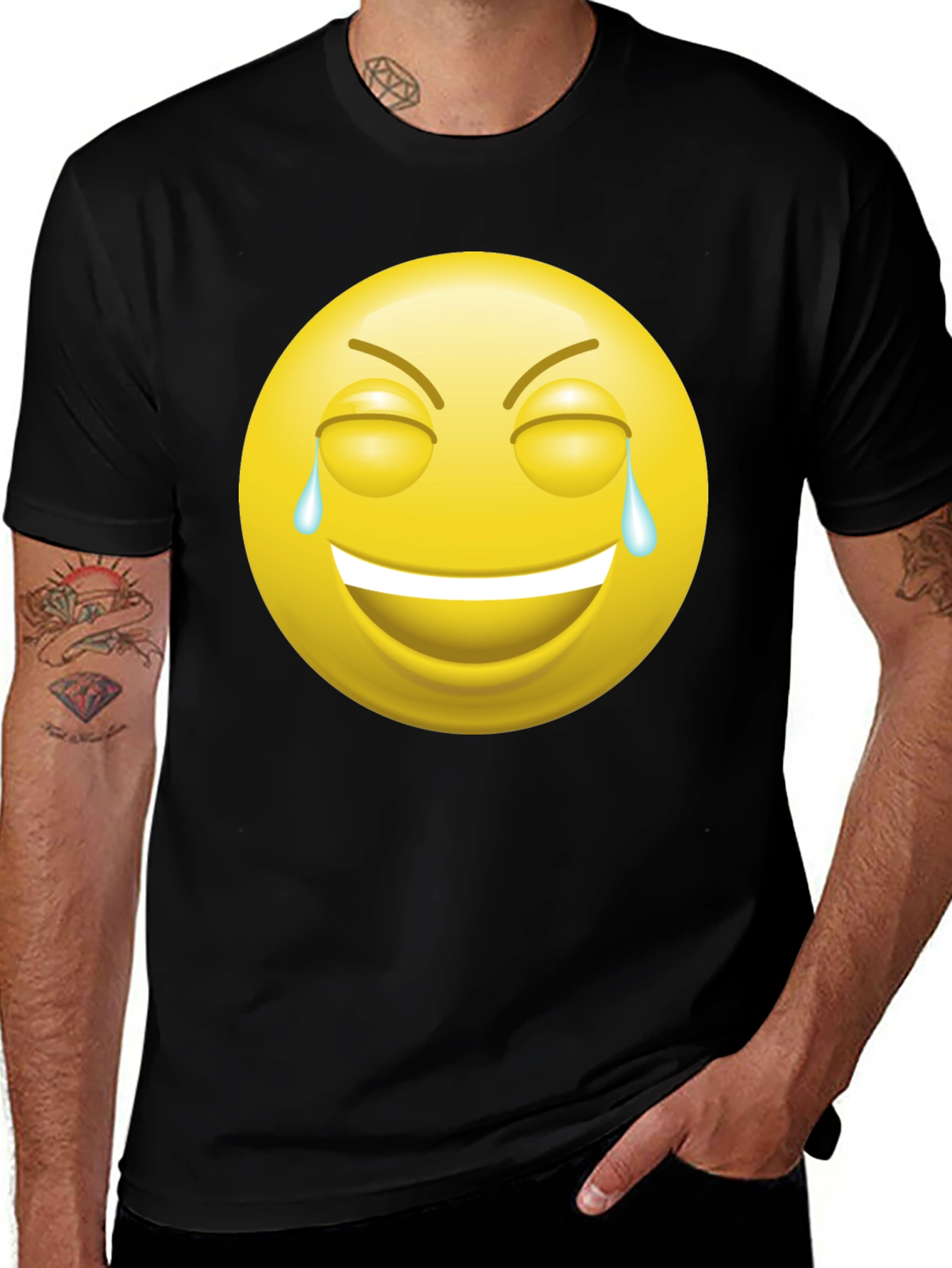 Variant 20 of Laughing Emoji Graphic Tee - Funny Black T-Shirt