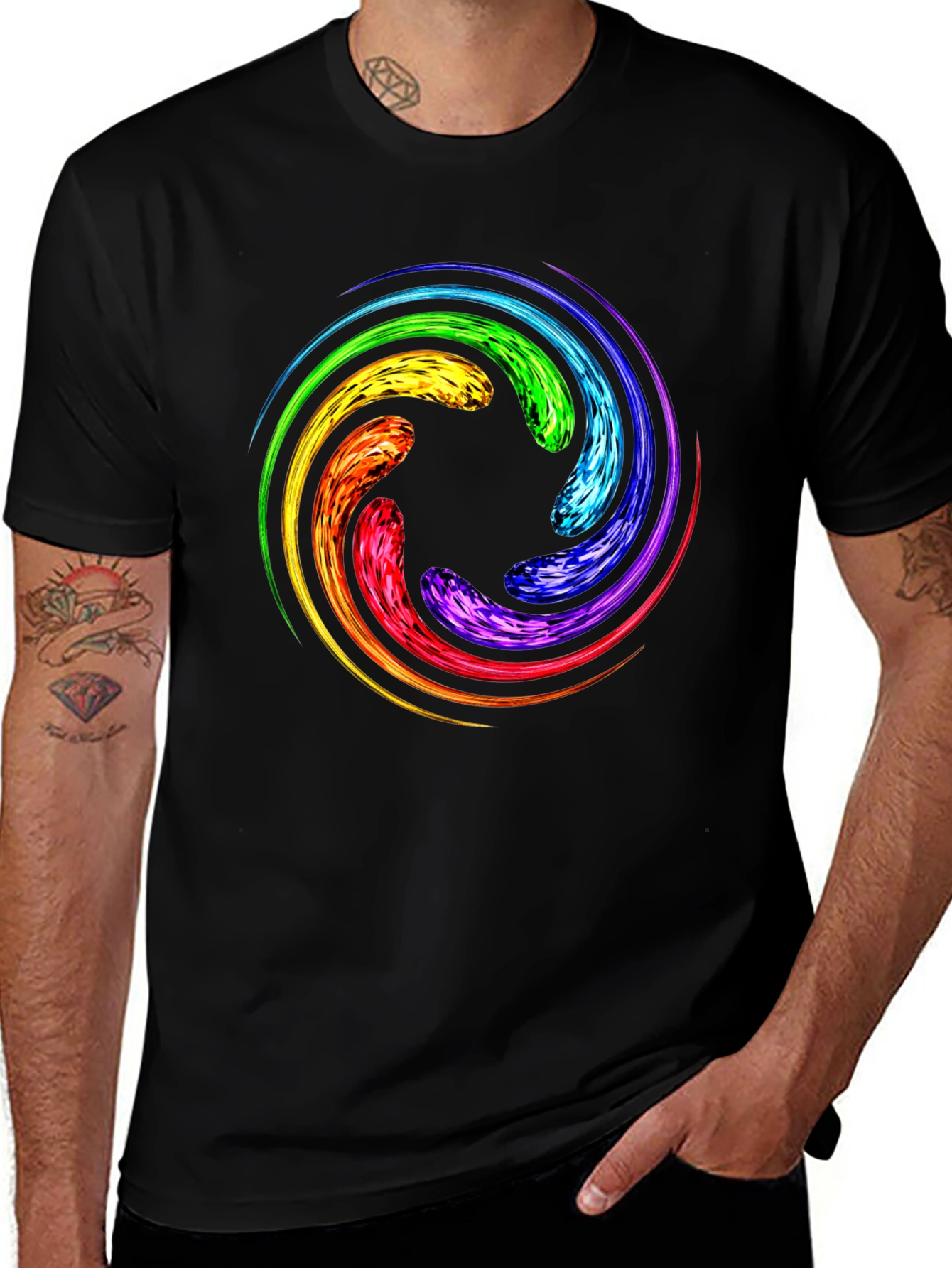 Variant 5 of Rainbow Swirl Graphic T-Shirt - Unique Design